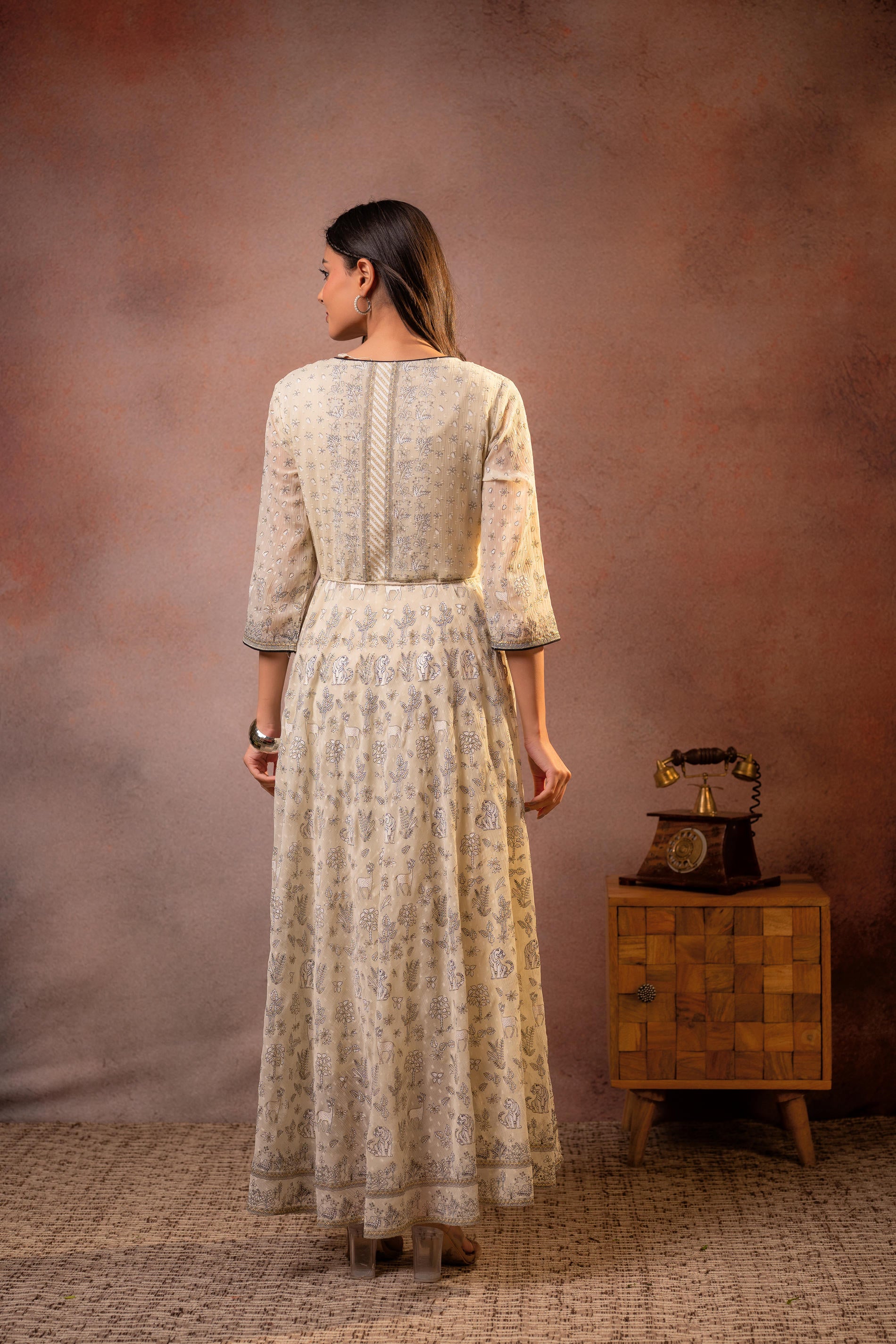 Beige Sheen Anarkali dress