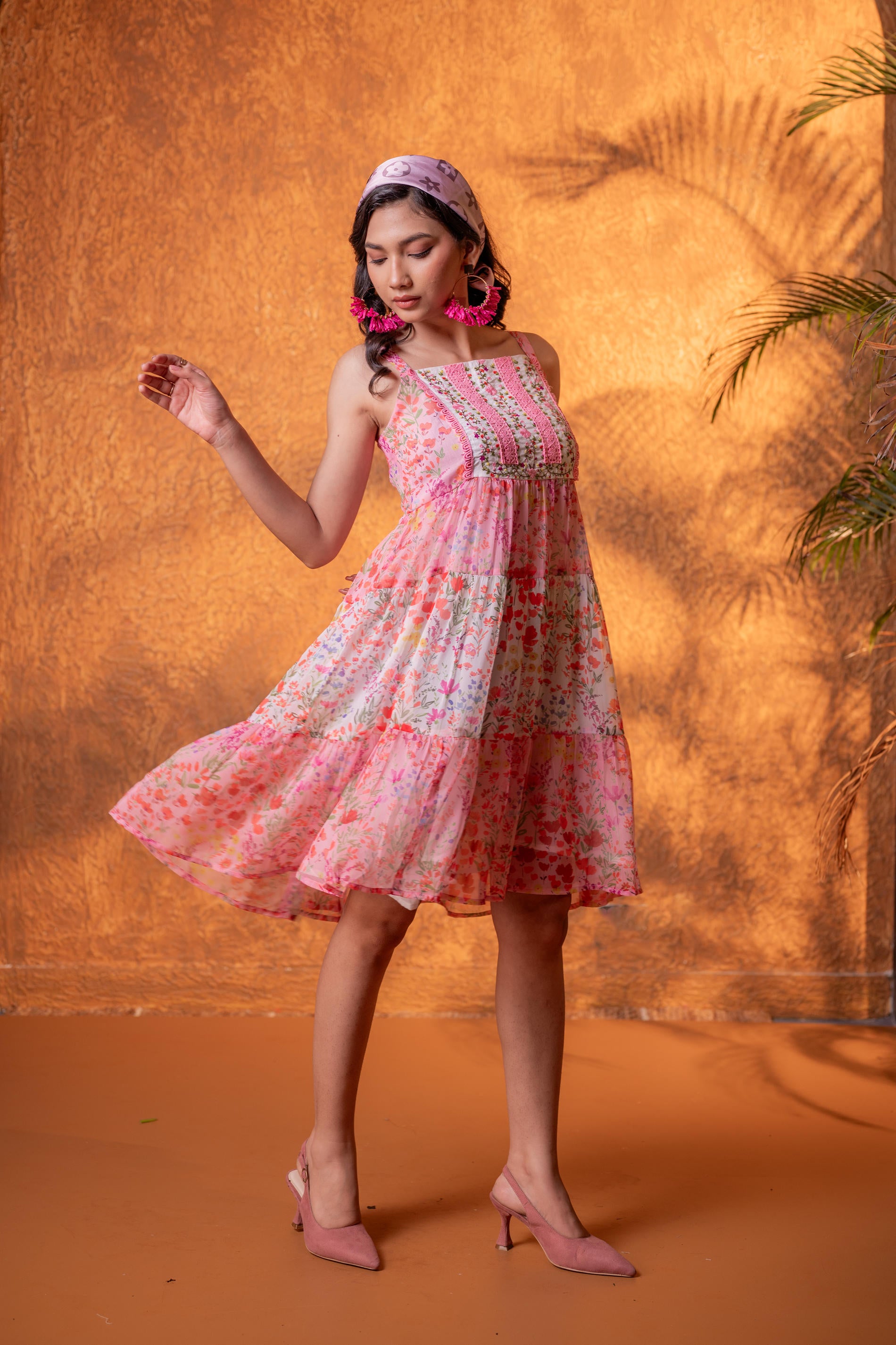 Rosé Garden Tiered Dress