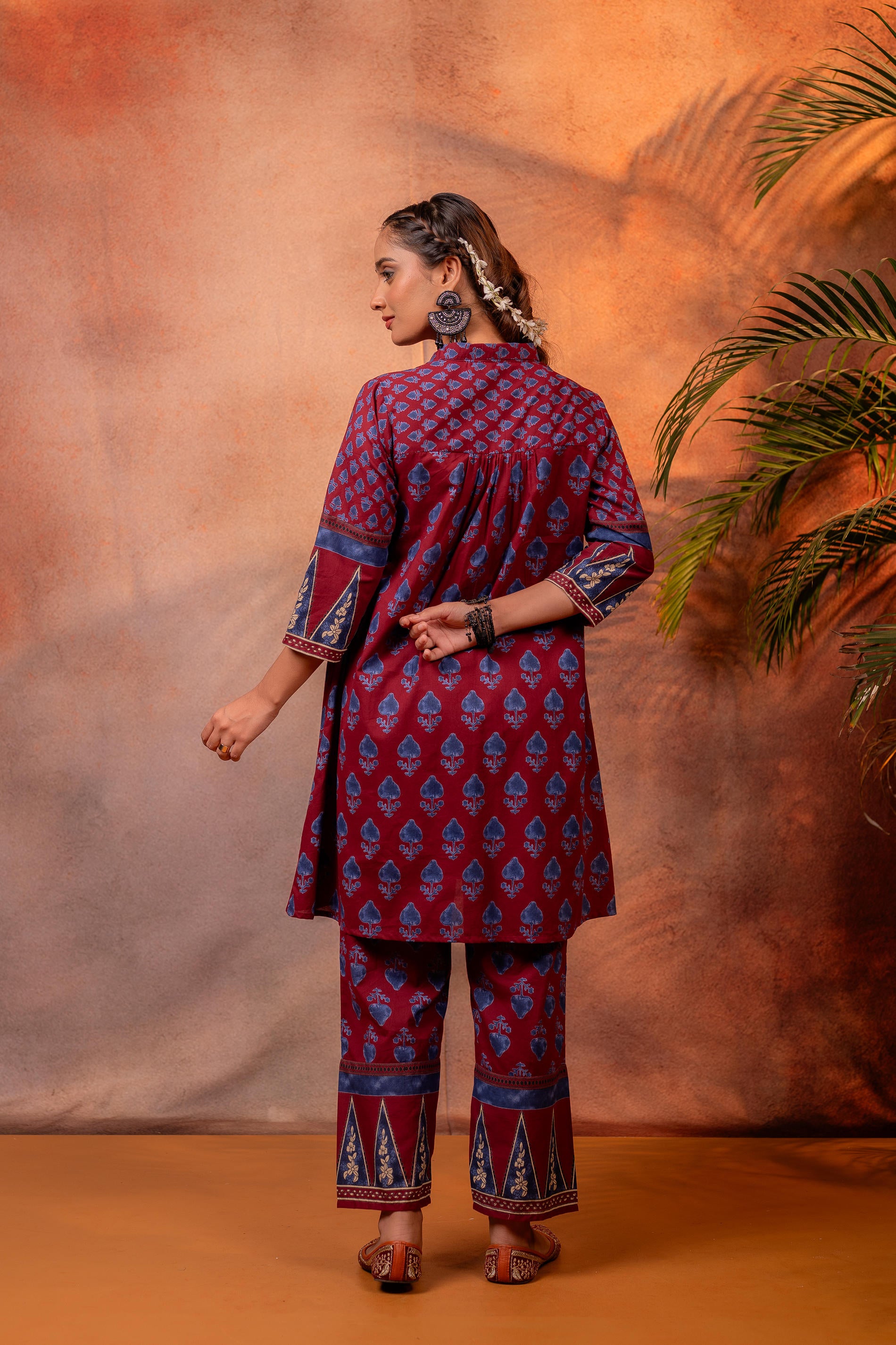 Rangrez Maroon Ajrakh Co-ord Set