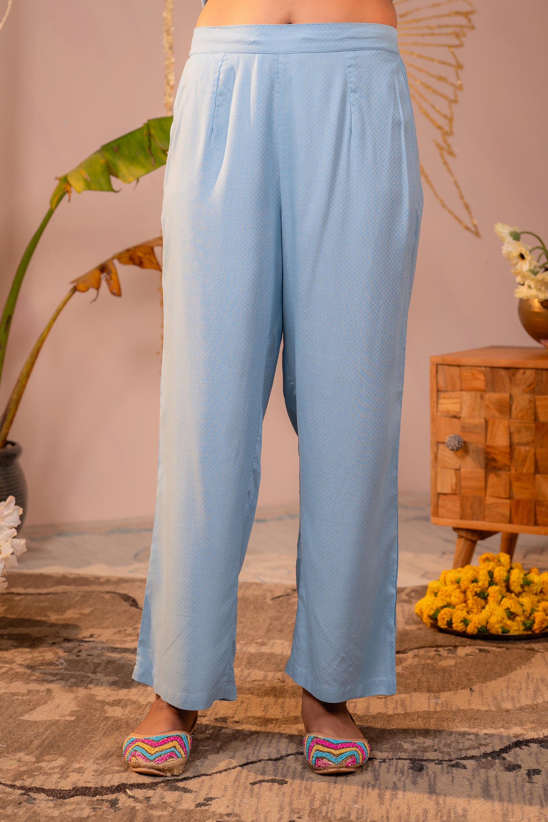 Blue Whisper Embroidered Comfort Co-ord