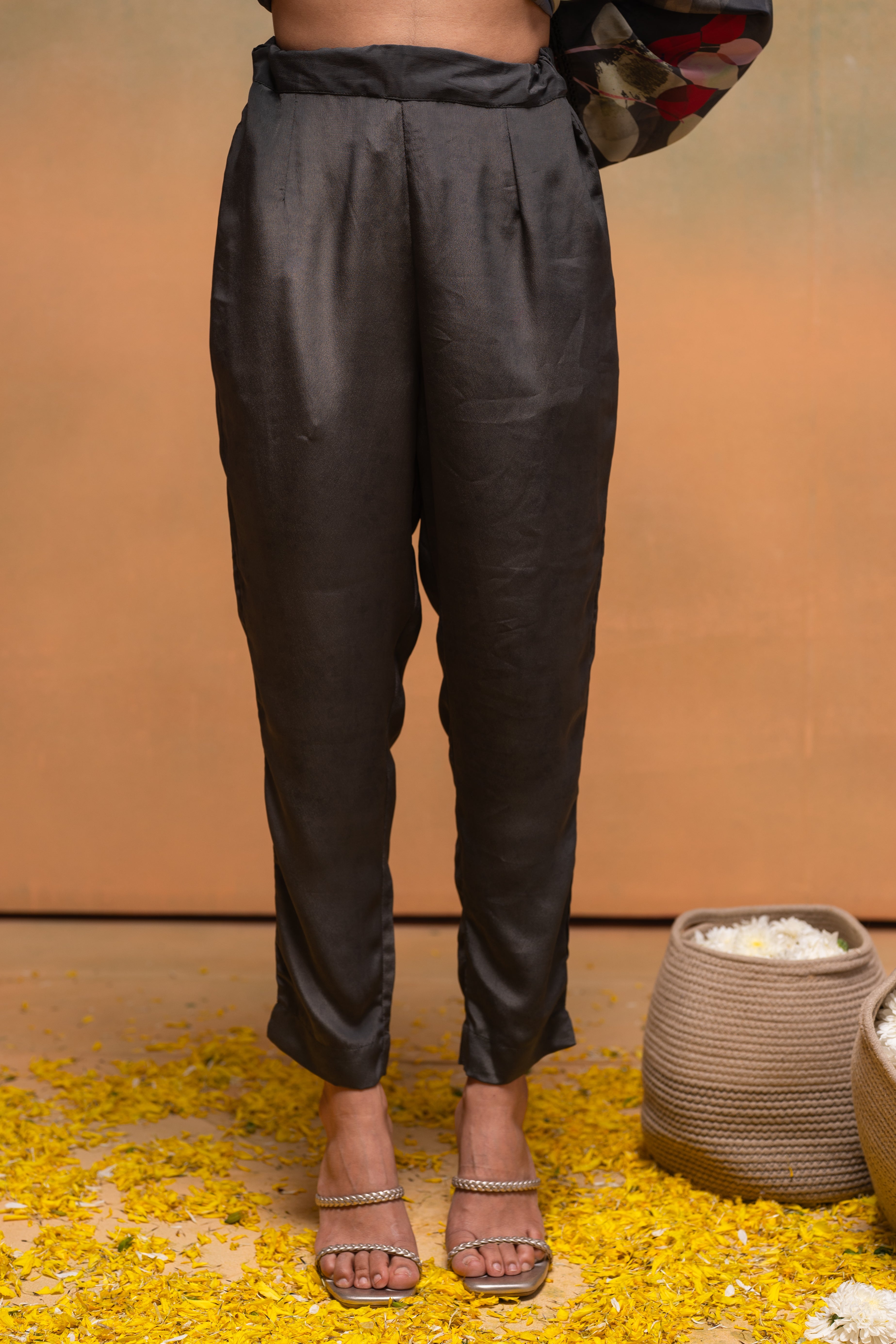 Olive Manmade Fiber Floral Printed Kurta With Pants & Dupatta Set With Sequence Work