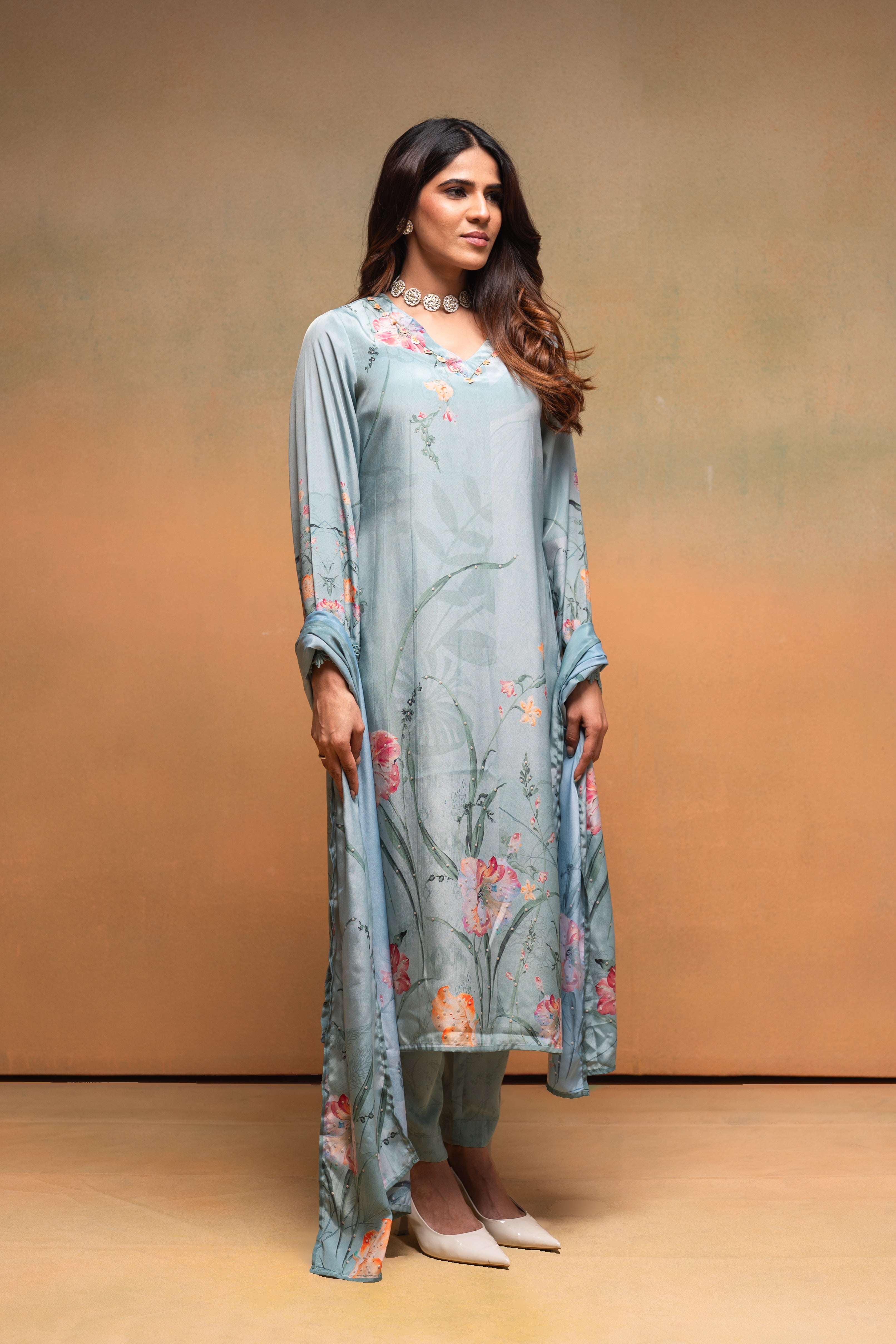 Mint Meadow Elegance Kurta Pant And Dupatta Set