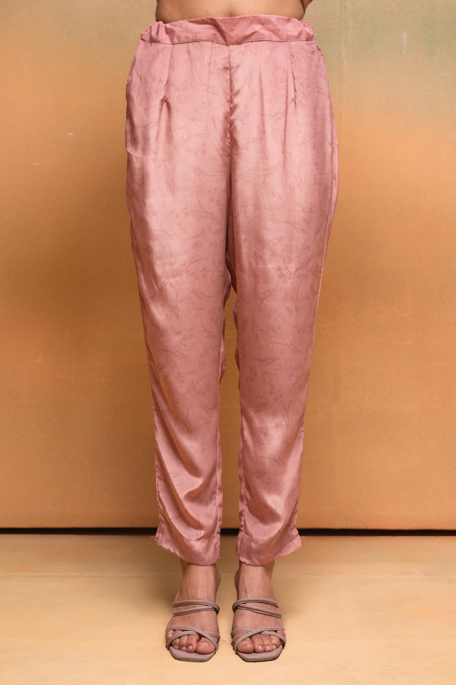 Peach Floral Embellished Straight Kurta Pant and Dupatta Set with Beads & Sequence Work