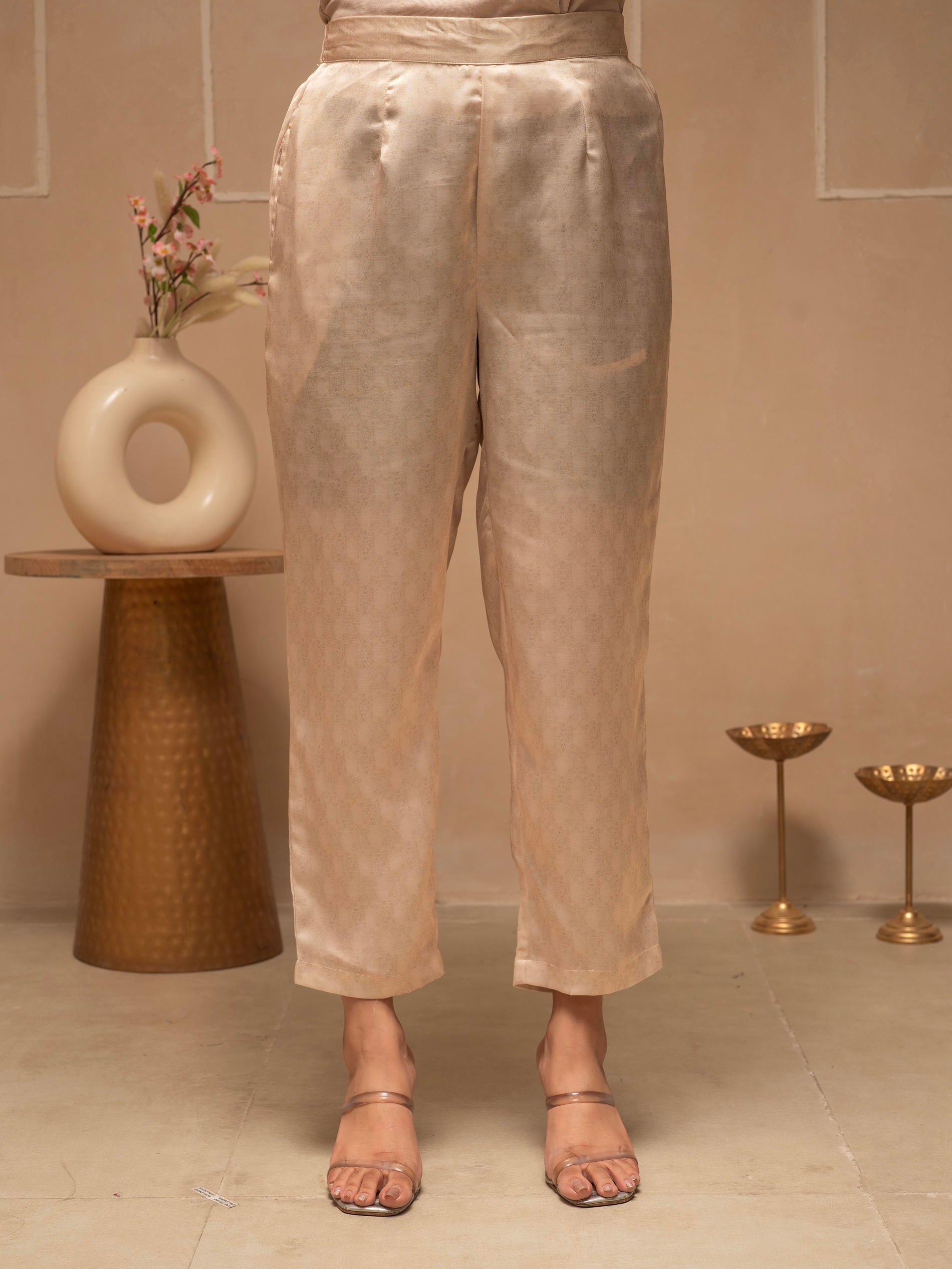 Manmade Fiber Ivory Embellished Kurta Pant Dupatta Set with Floral & Ethnic Motifs