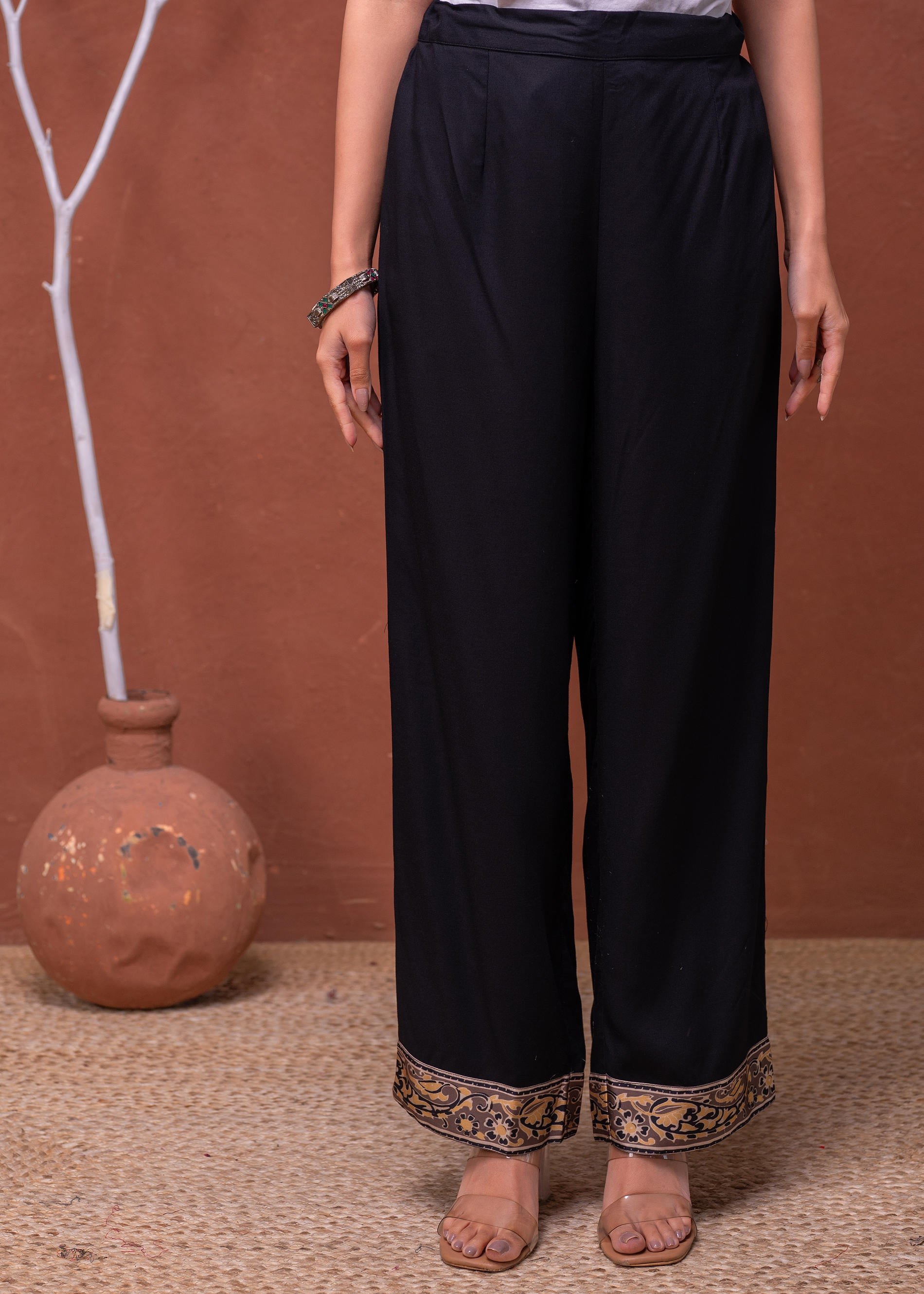 Polycotton Mustard Embroidered Kurta Pant Set with Mirror, Thread Work & Tassels