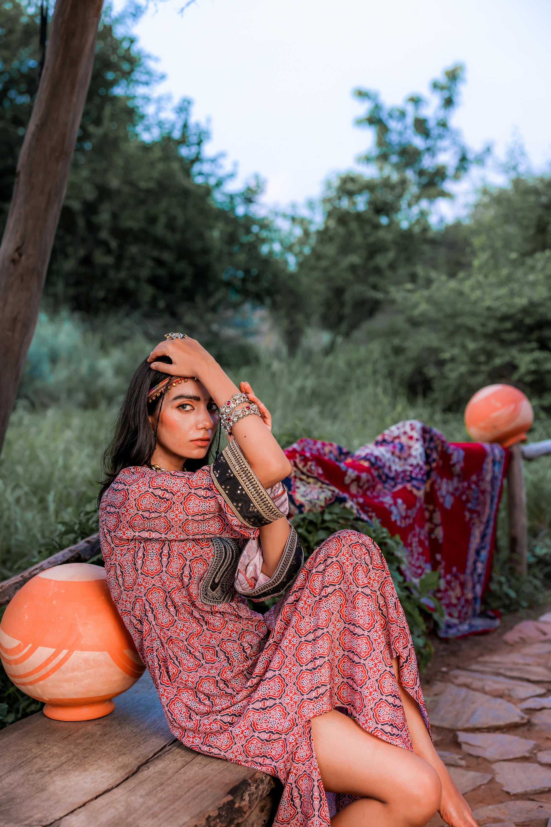 Black & Brown Ethnic Motif Embroidered Straight Kurta with Zari & Mirror Work