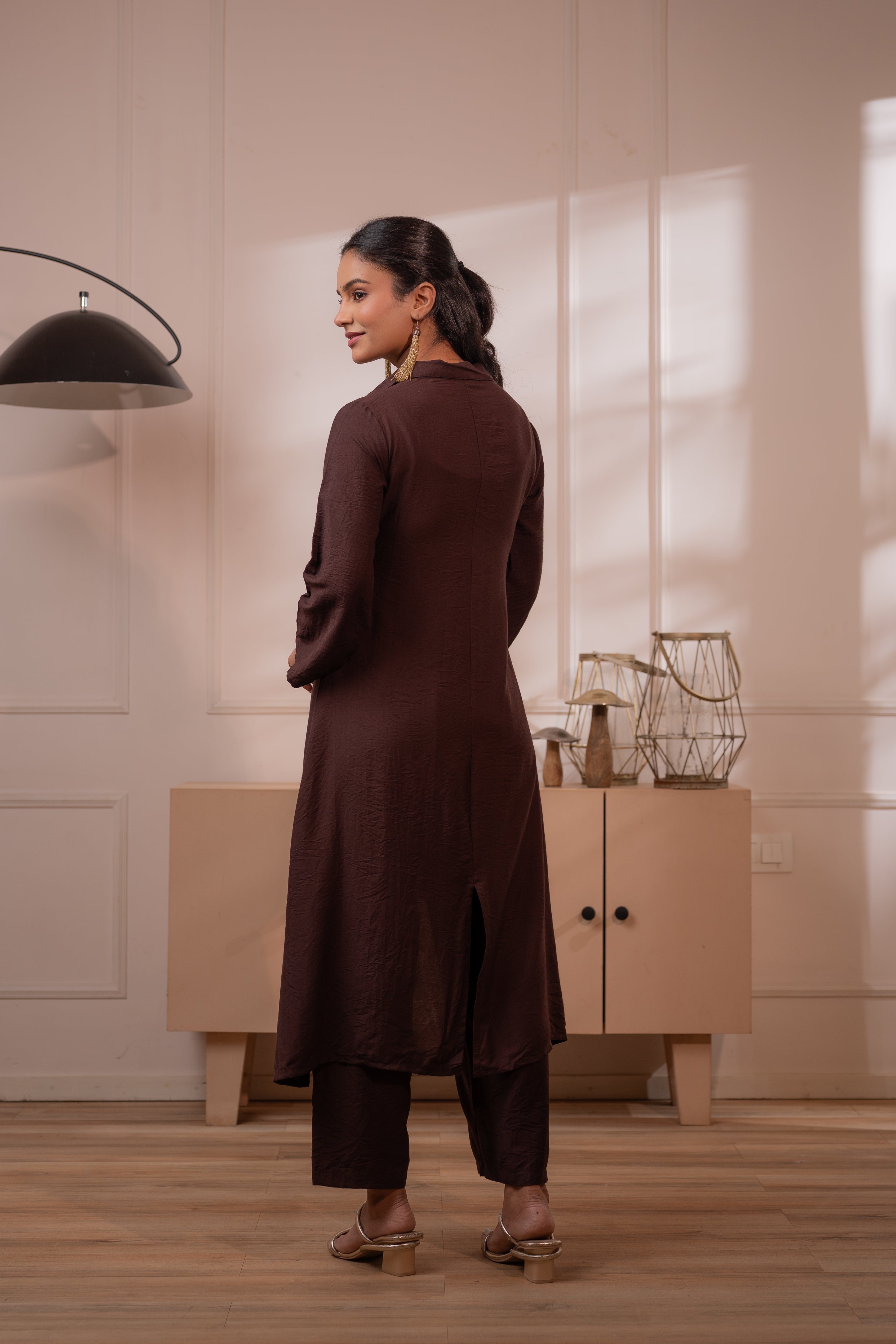 Modern Chocolate Brown Indo-Fusion Co-ord Set