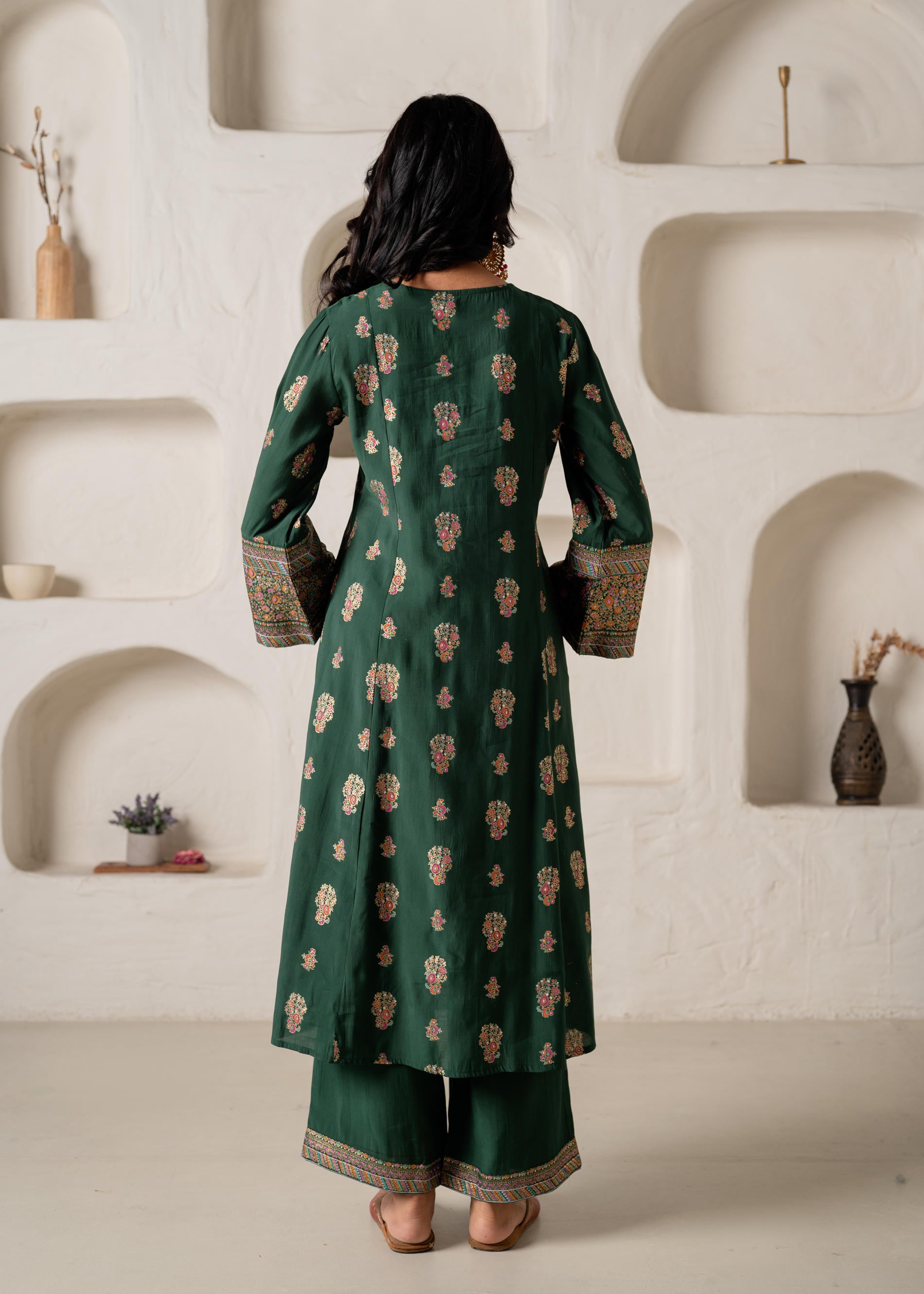 Emerald Mughal Motif printed Kurta Set with Dupatta