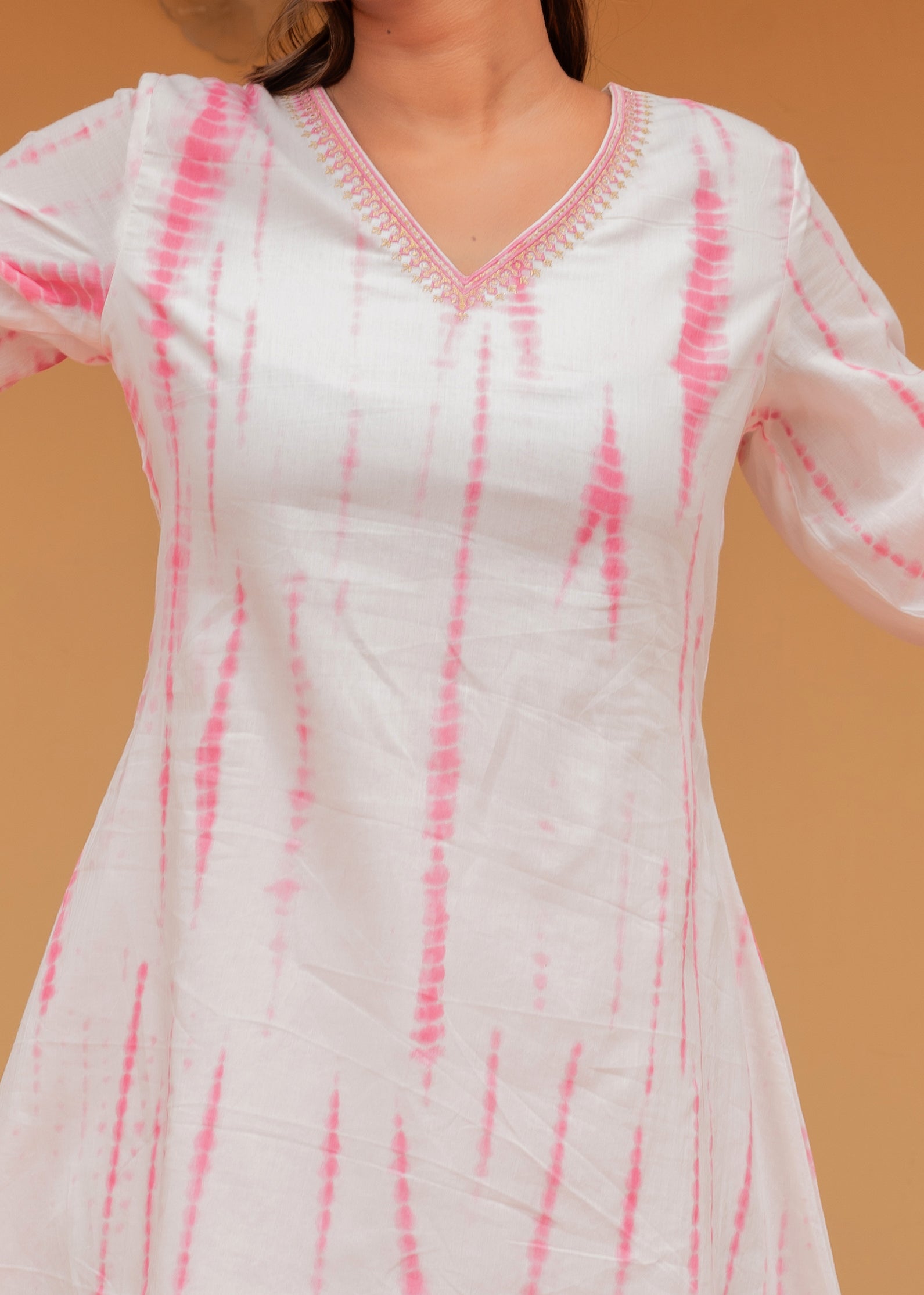 Pink Tie-Dye Printed Cotton Kurta-Pant Co-Ord Set