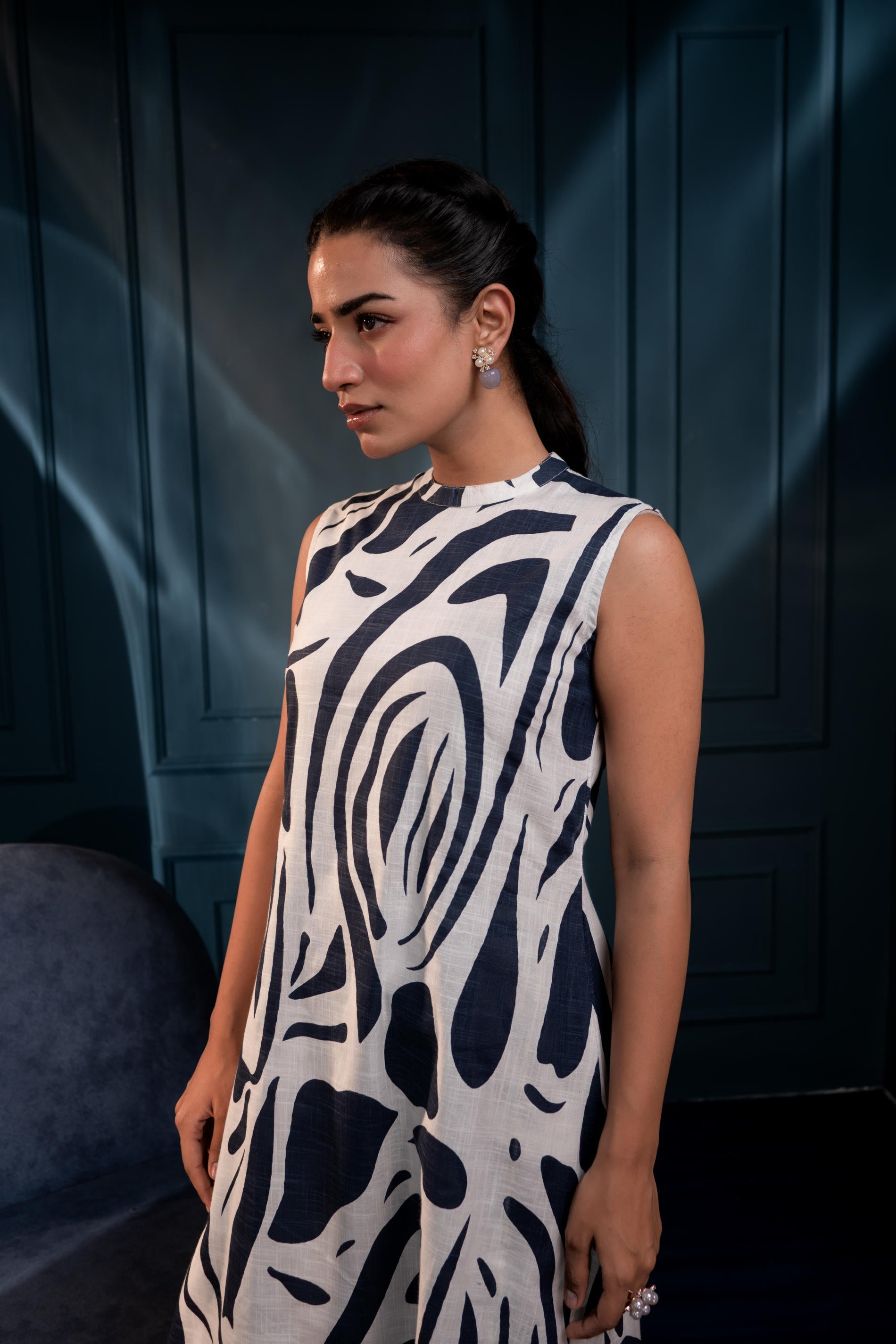 Women's Blue Floral Cotton Co-ord Set with Kurta & Pants