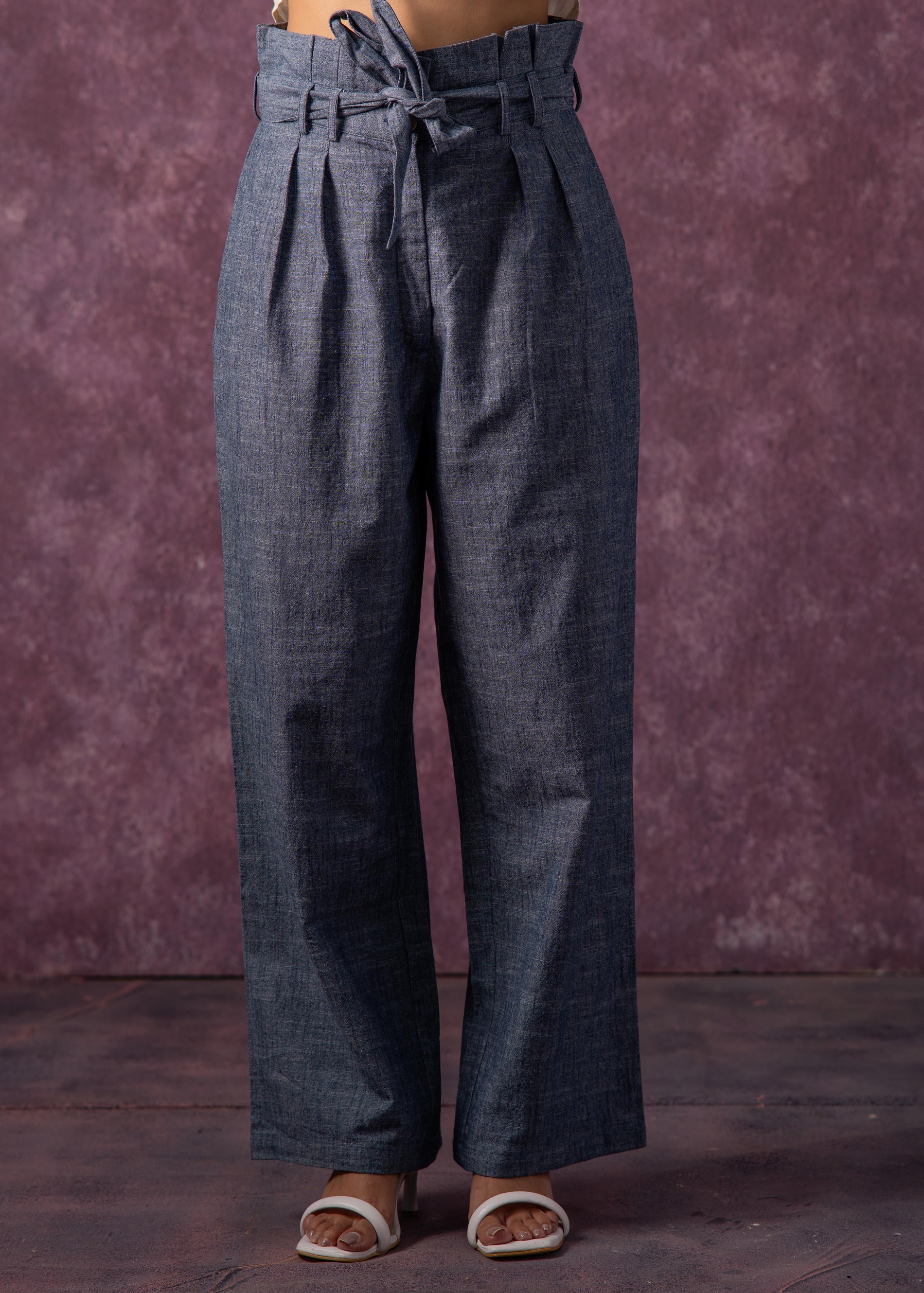 Women's Natural Solid Top with Pant Co-Ord Set with Thread Work