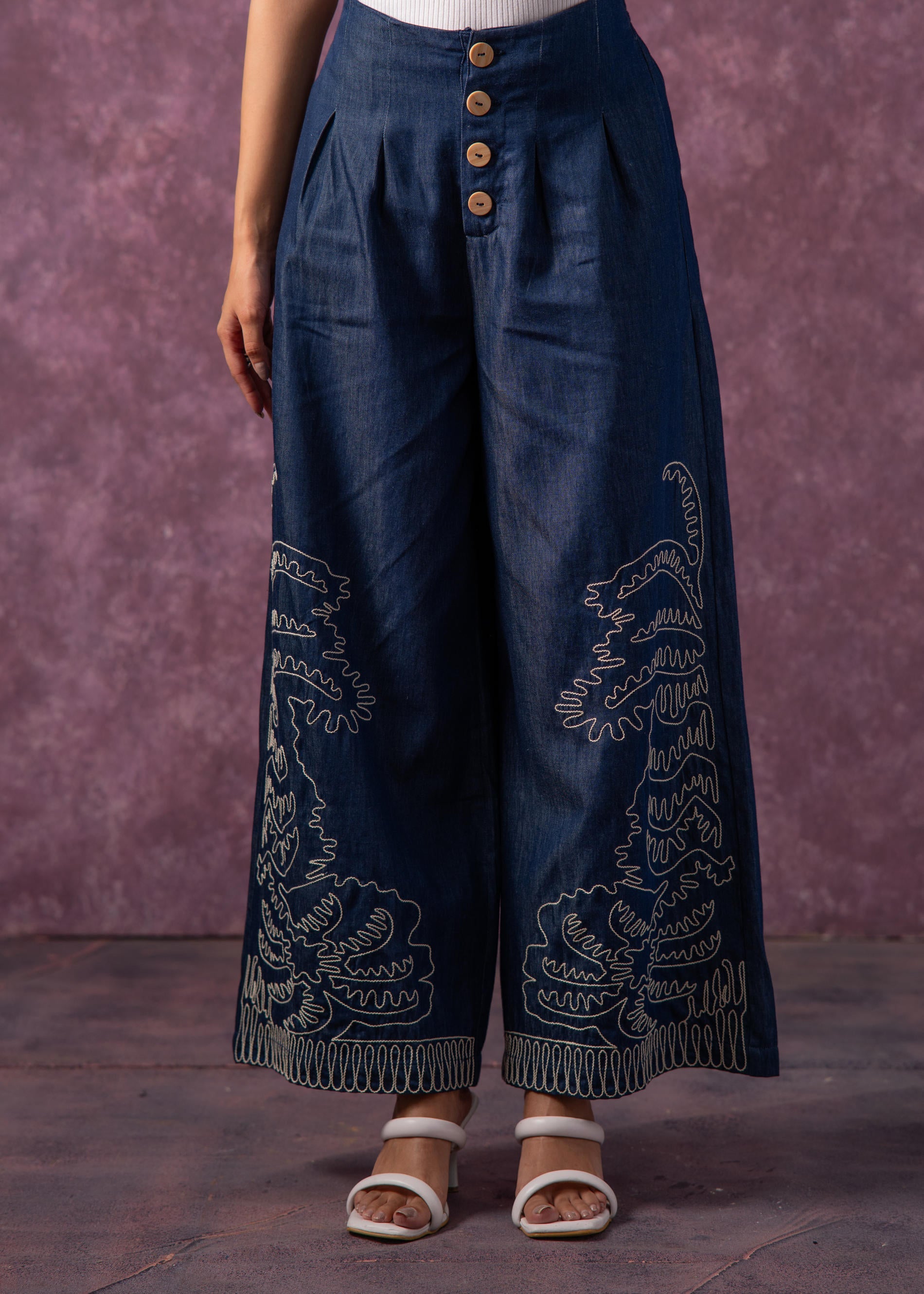 Embroidered Shirt & Straight Pants Co-ord Set