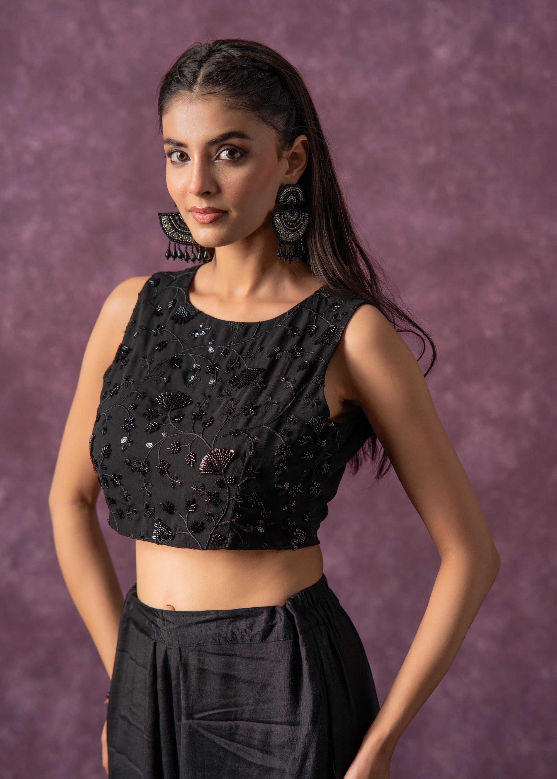 Midnight Muse Embellished Crop Top