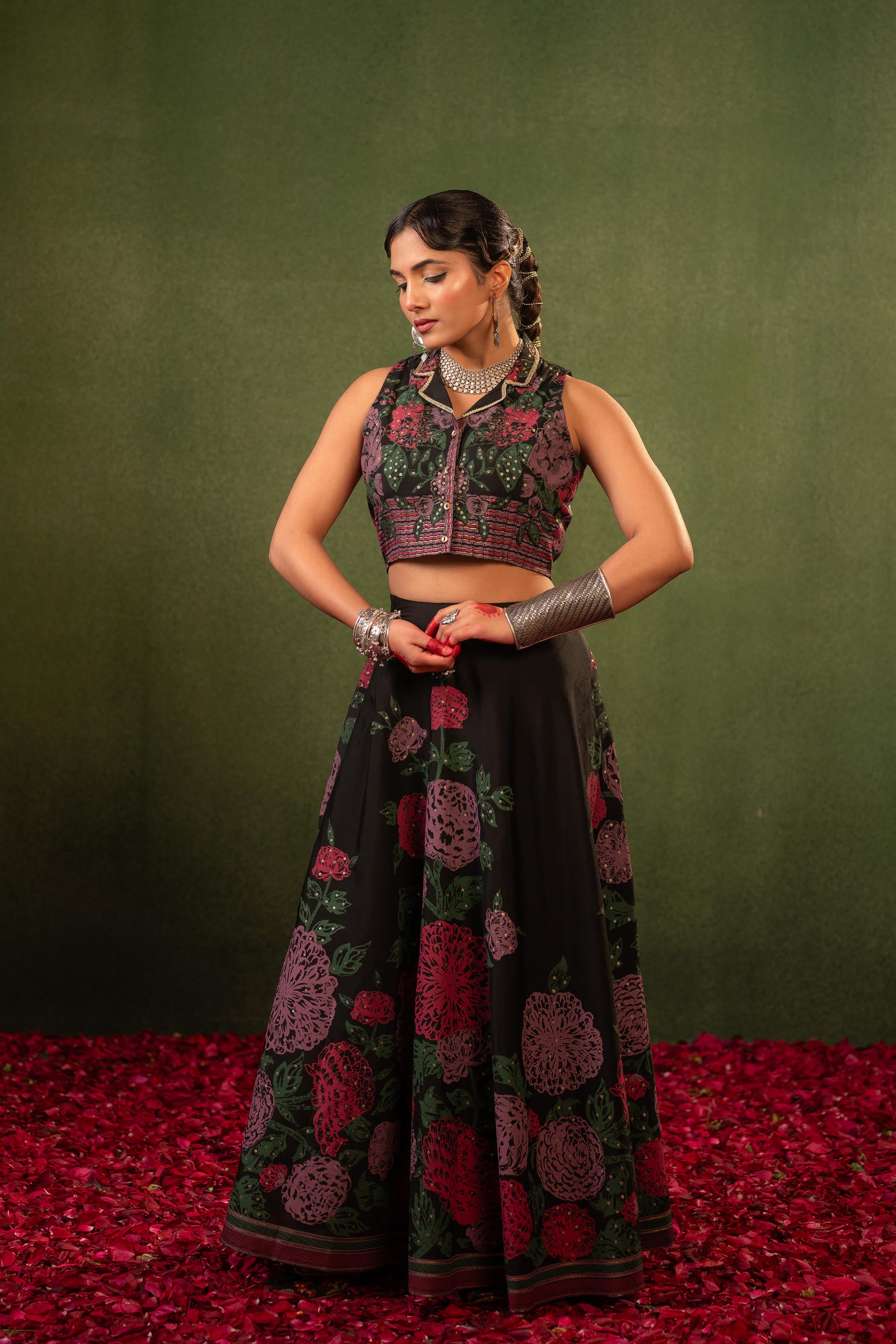 Contemporary Printed Top Skirt Set