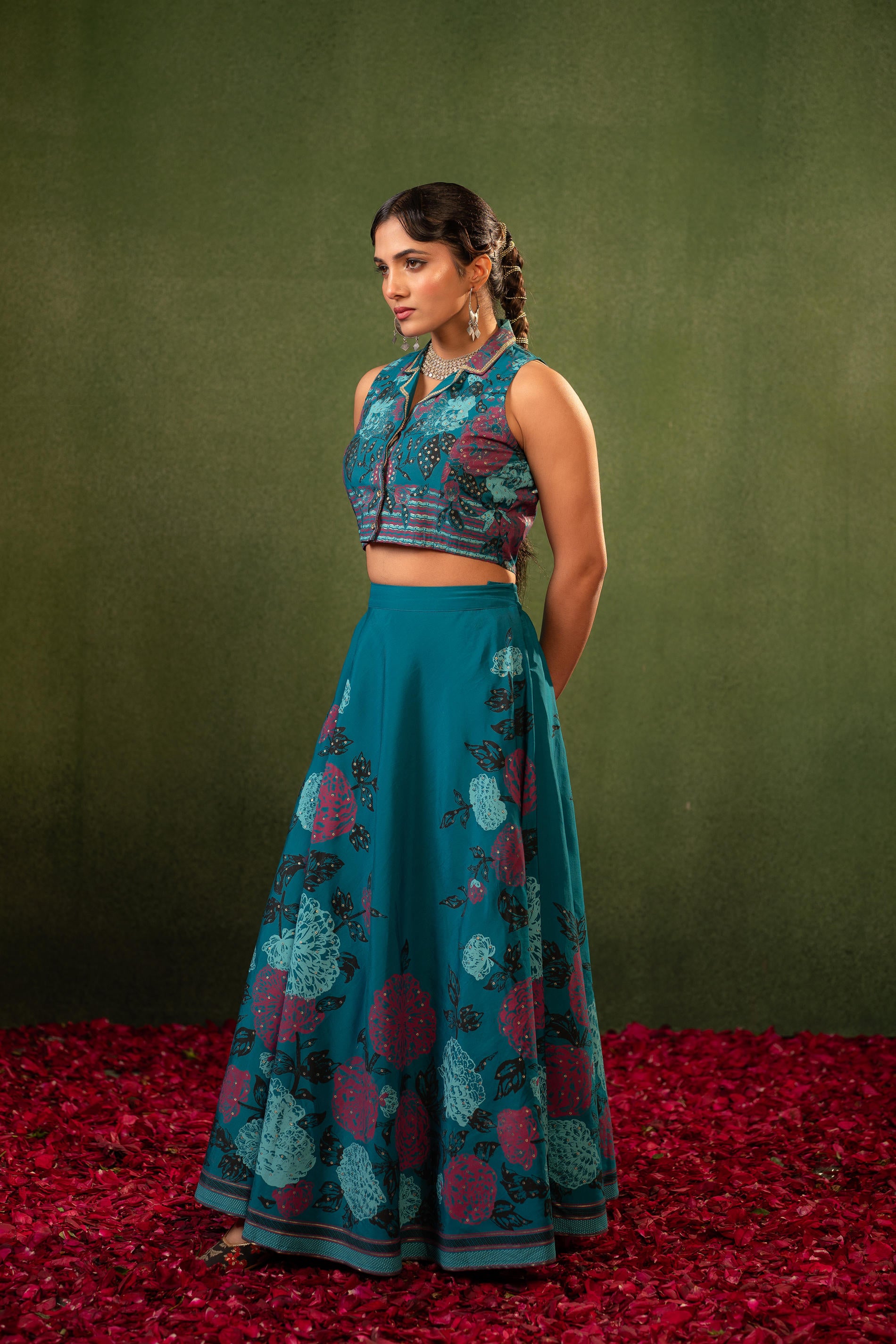 Contemporary Printed Top Skirt Set