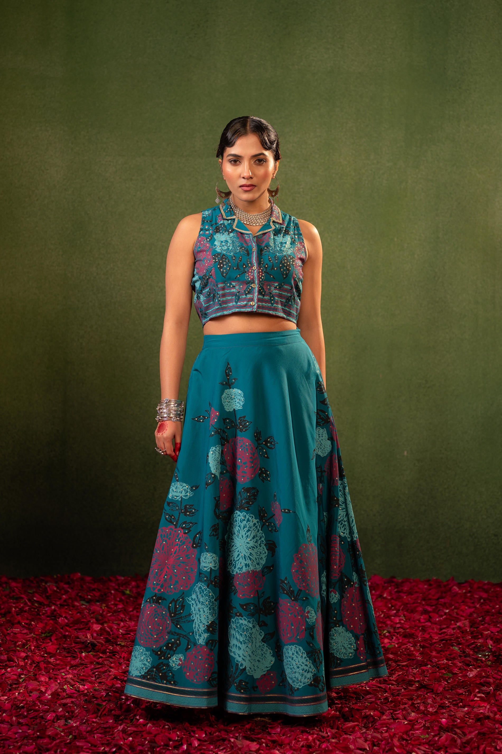 Contemporary Printed Top Skirt Set