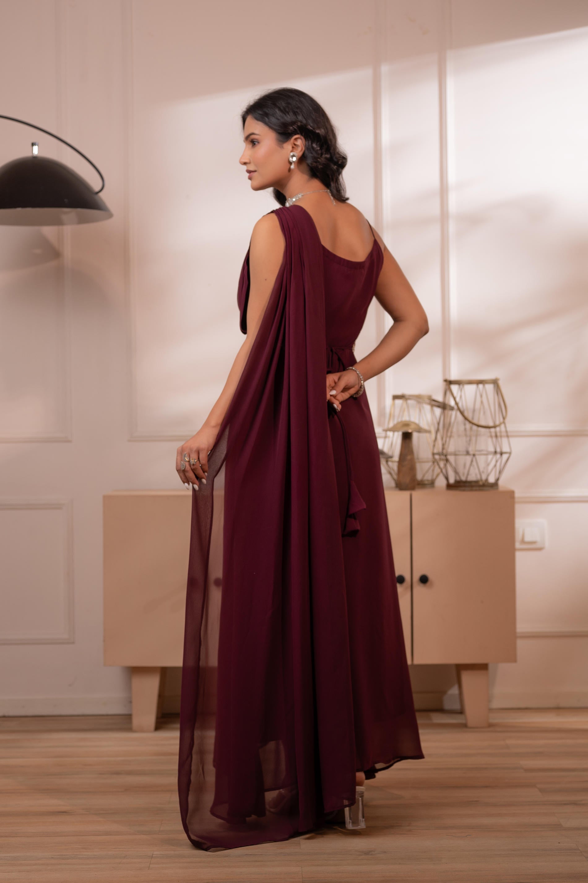 Wine Whispers One-Shoulder Gown
