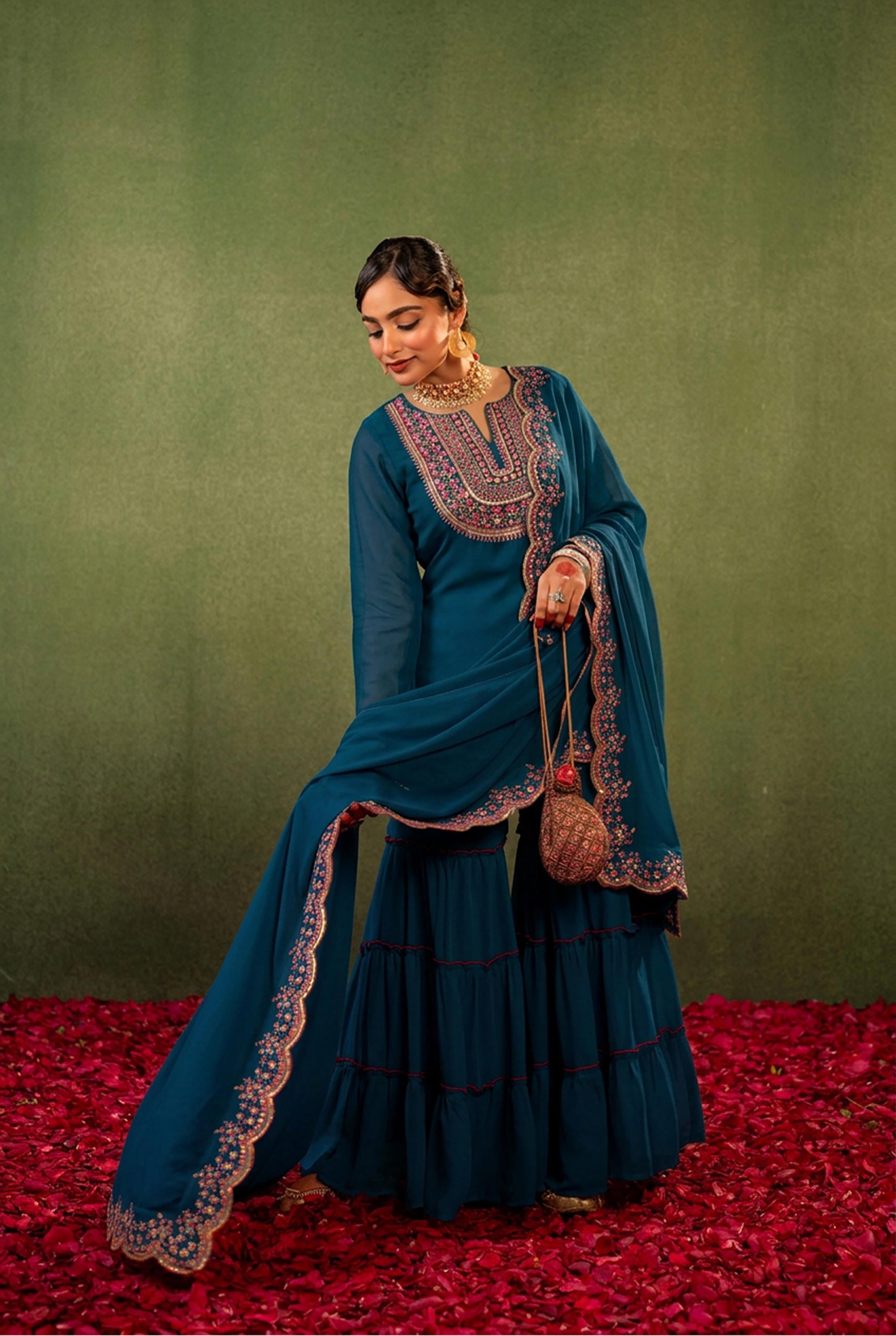 Midnight Blue Royal Embroidered Suit Set