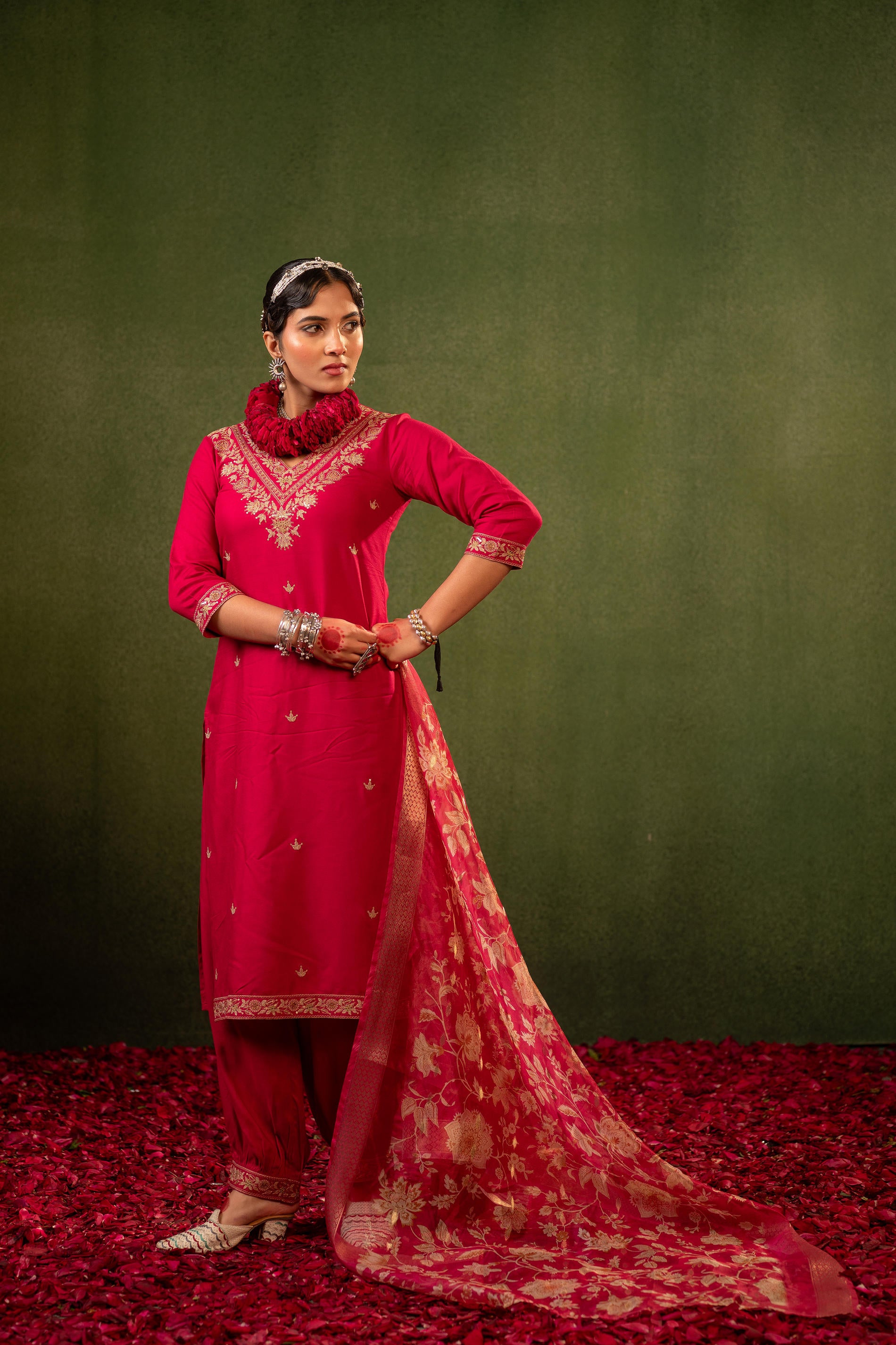 Laal Gulnaar Heritage Embroidered Kurta Set