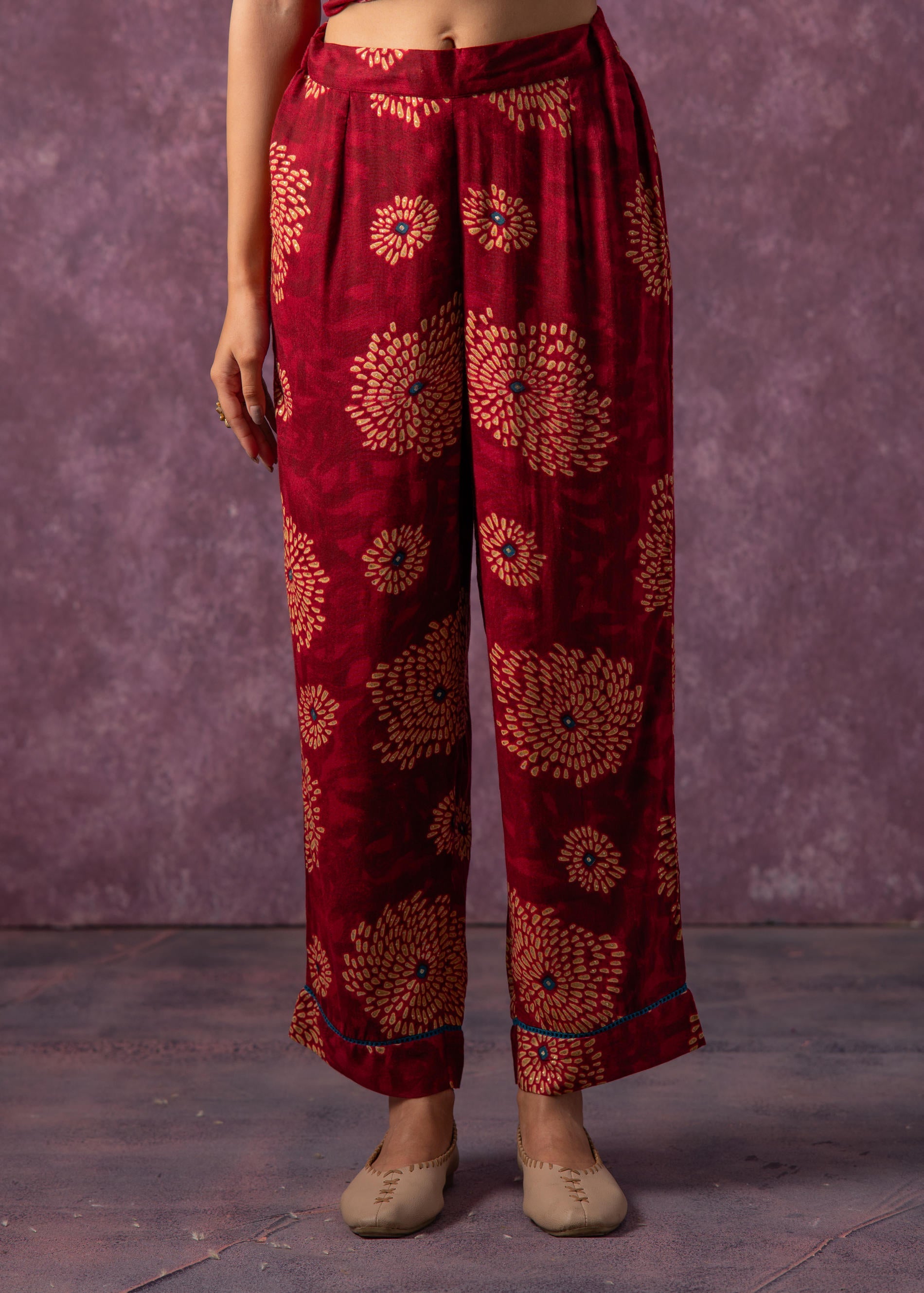 Women's Fuchsia Floral Printed Kurta with Pant Set
