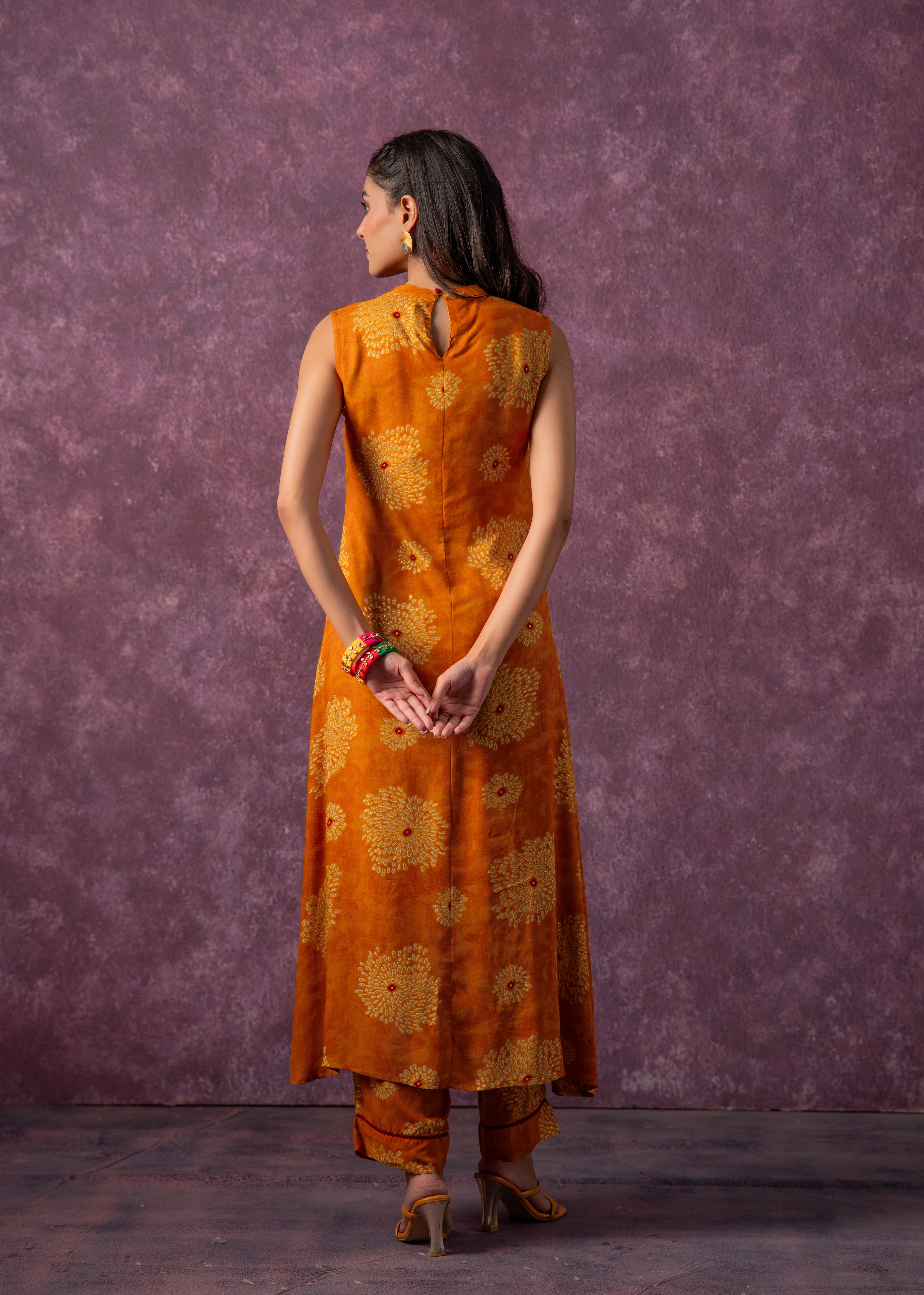 Women's Mustard Floral Printed Kurta with Pant Set