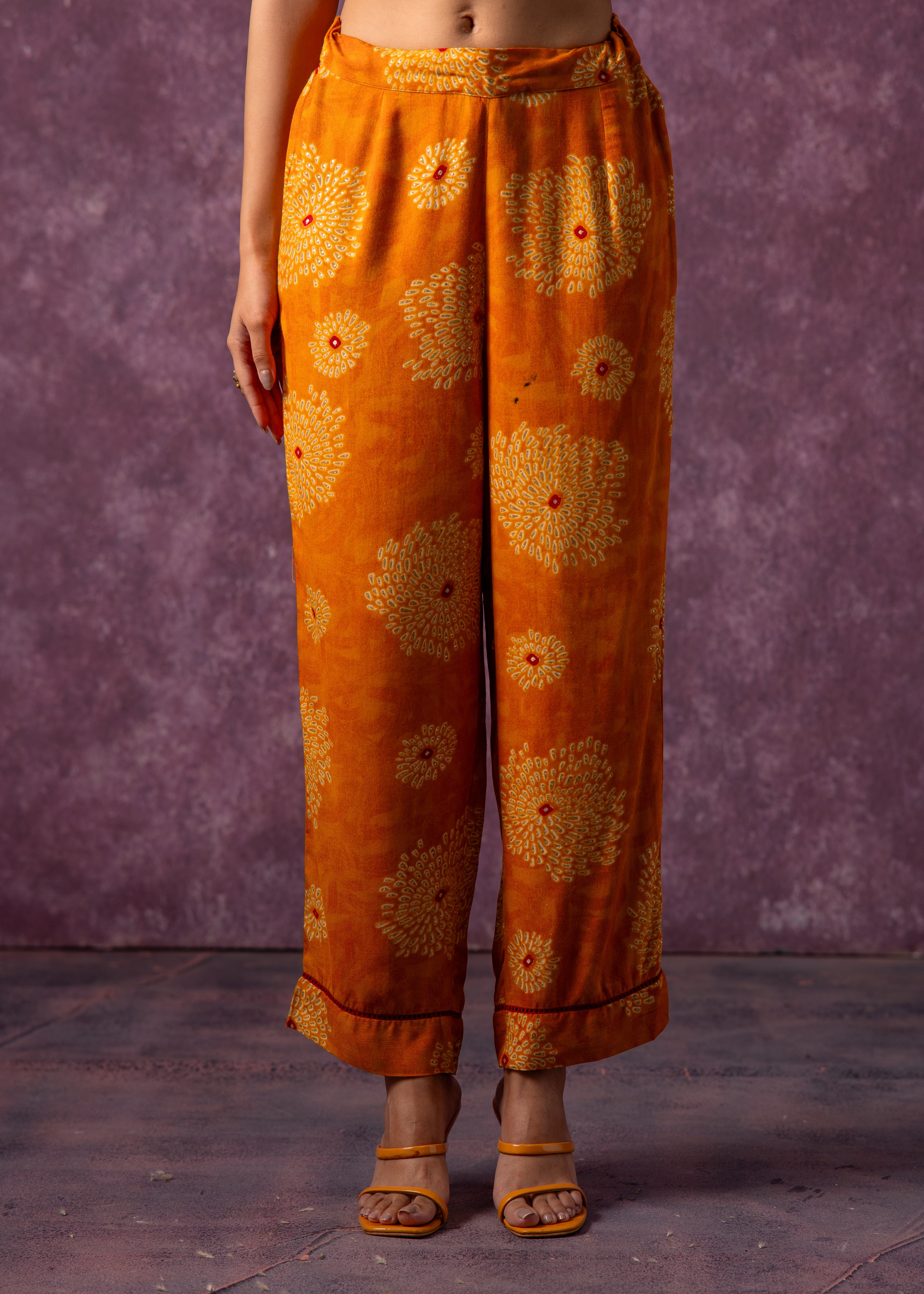 Women's Mustard Floral Printed Kurta with Pant Set
