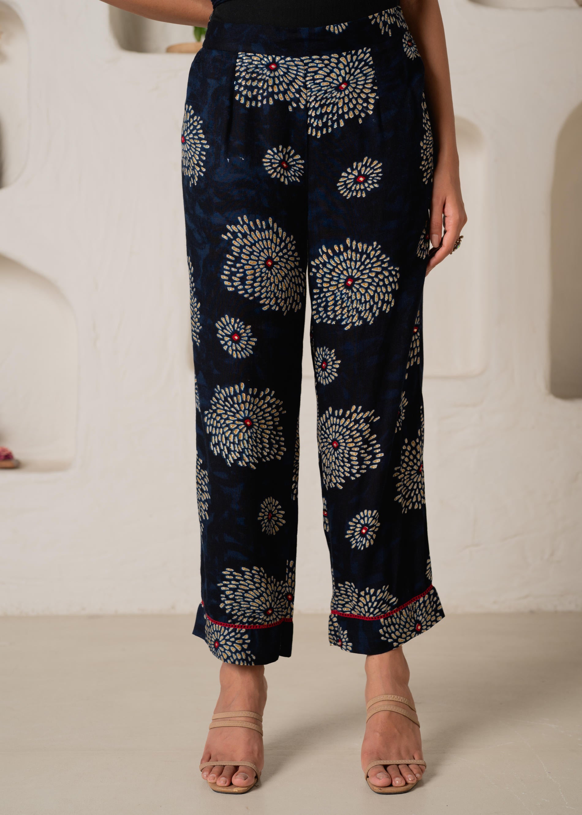 Women's Navy Floral Printed Kurta with Pant Set