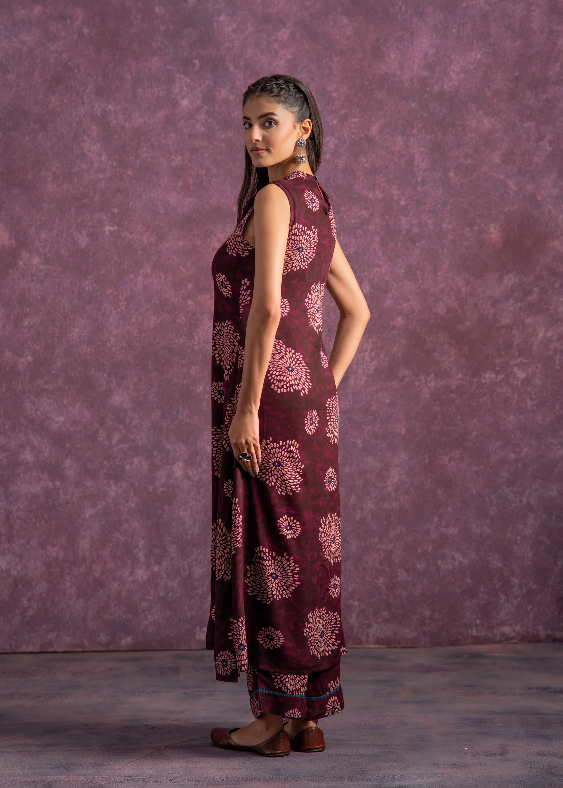 Women's Purple Floral Printed Kurta with Pant Set