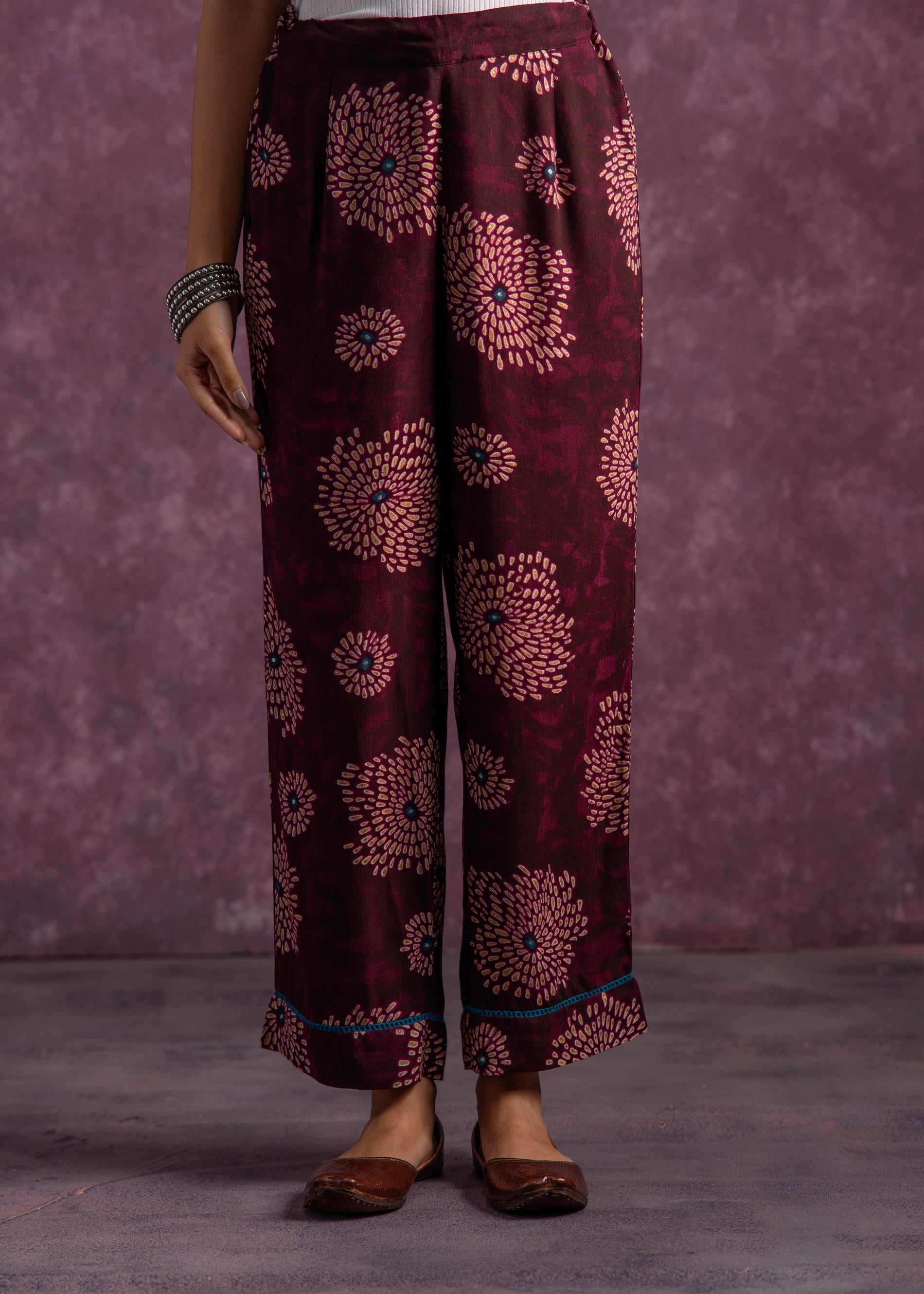 Women's Purple Floral Printed Kurta with Pant Set