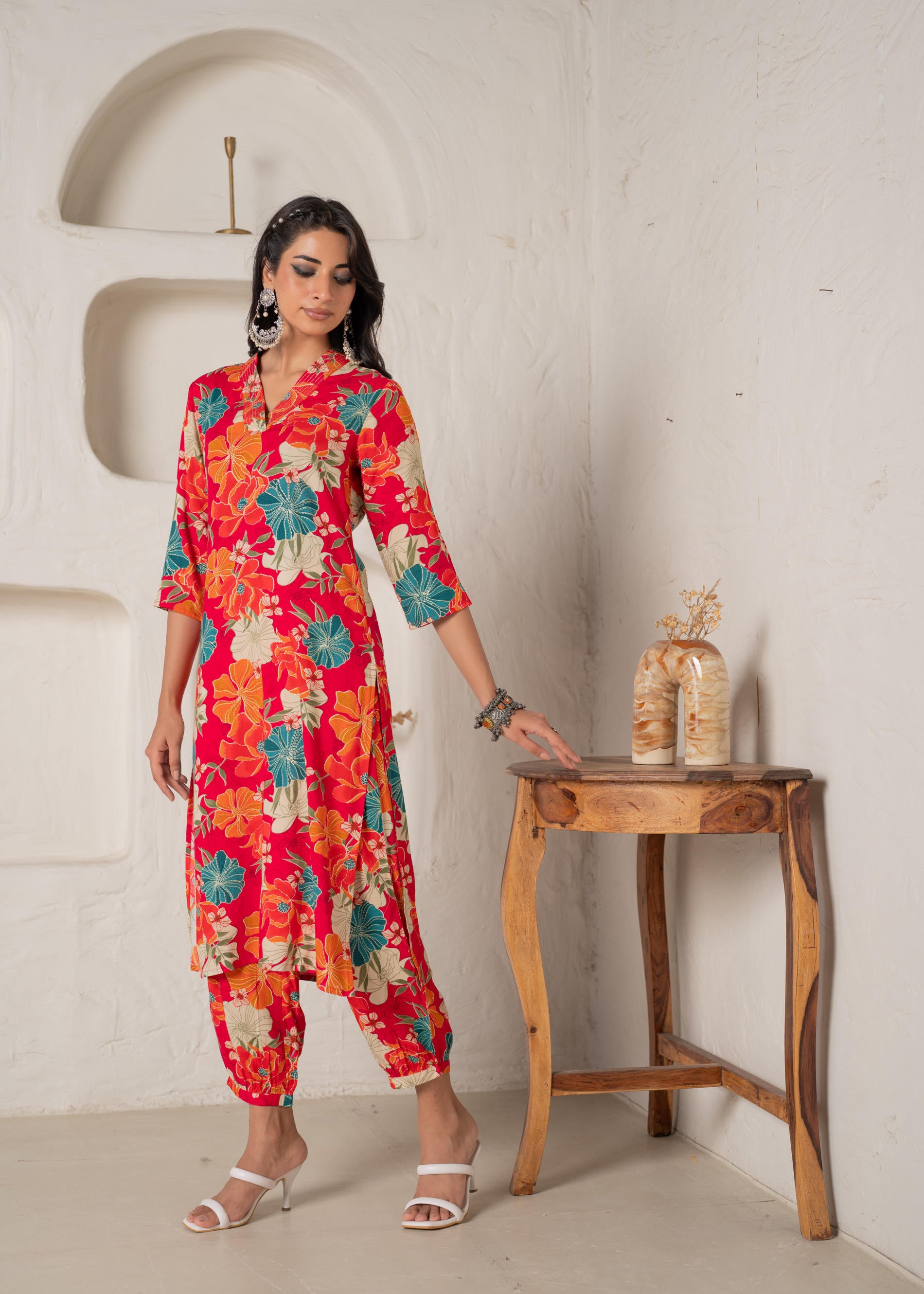 Floral Printed Straight Kurta Set