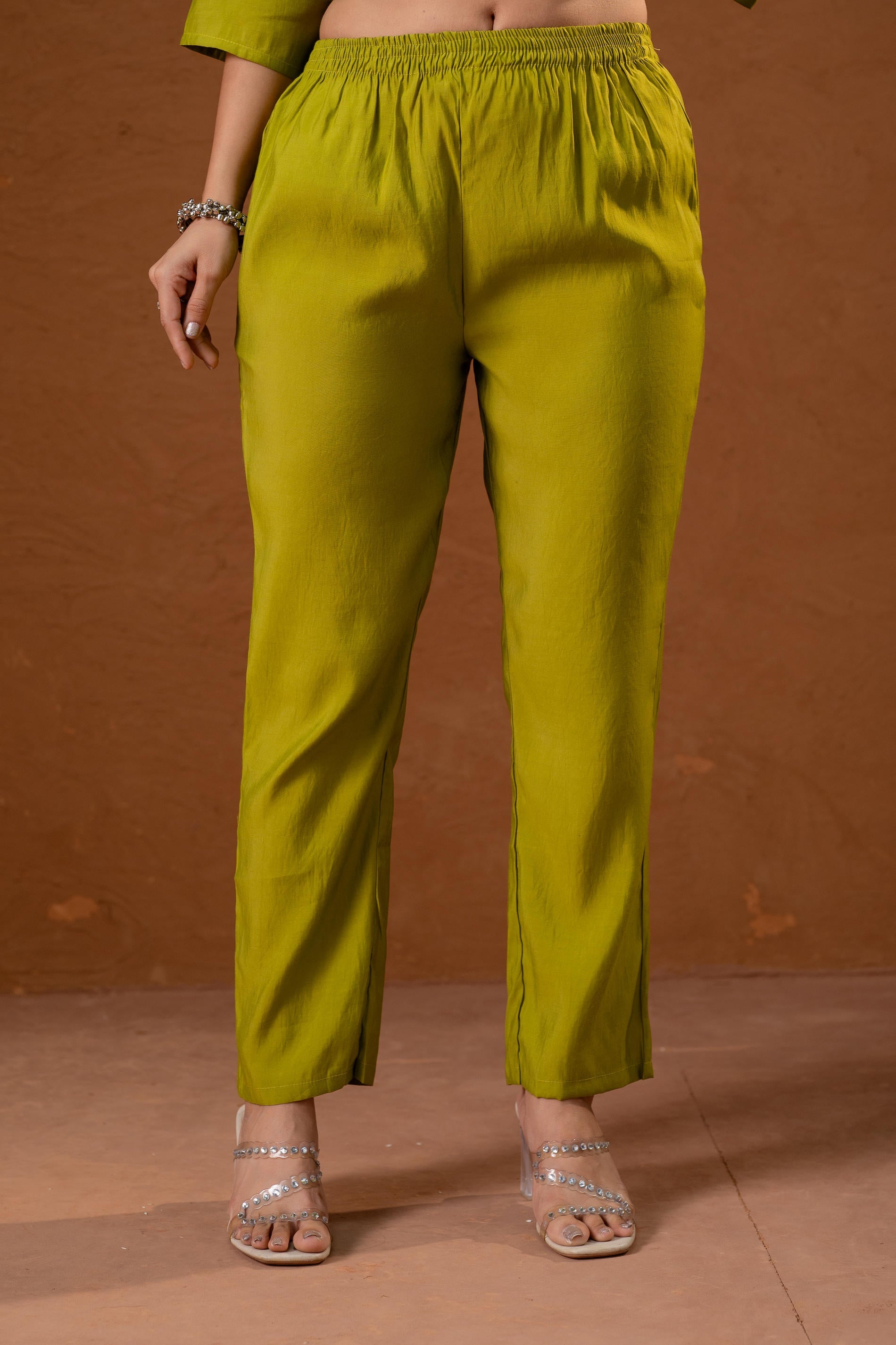 Green, Embroidered Straight Kurta Set with Dupatta