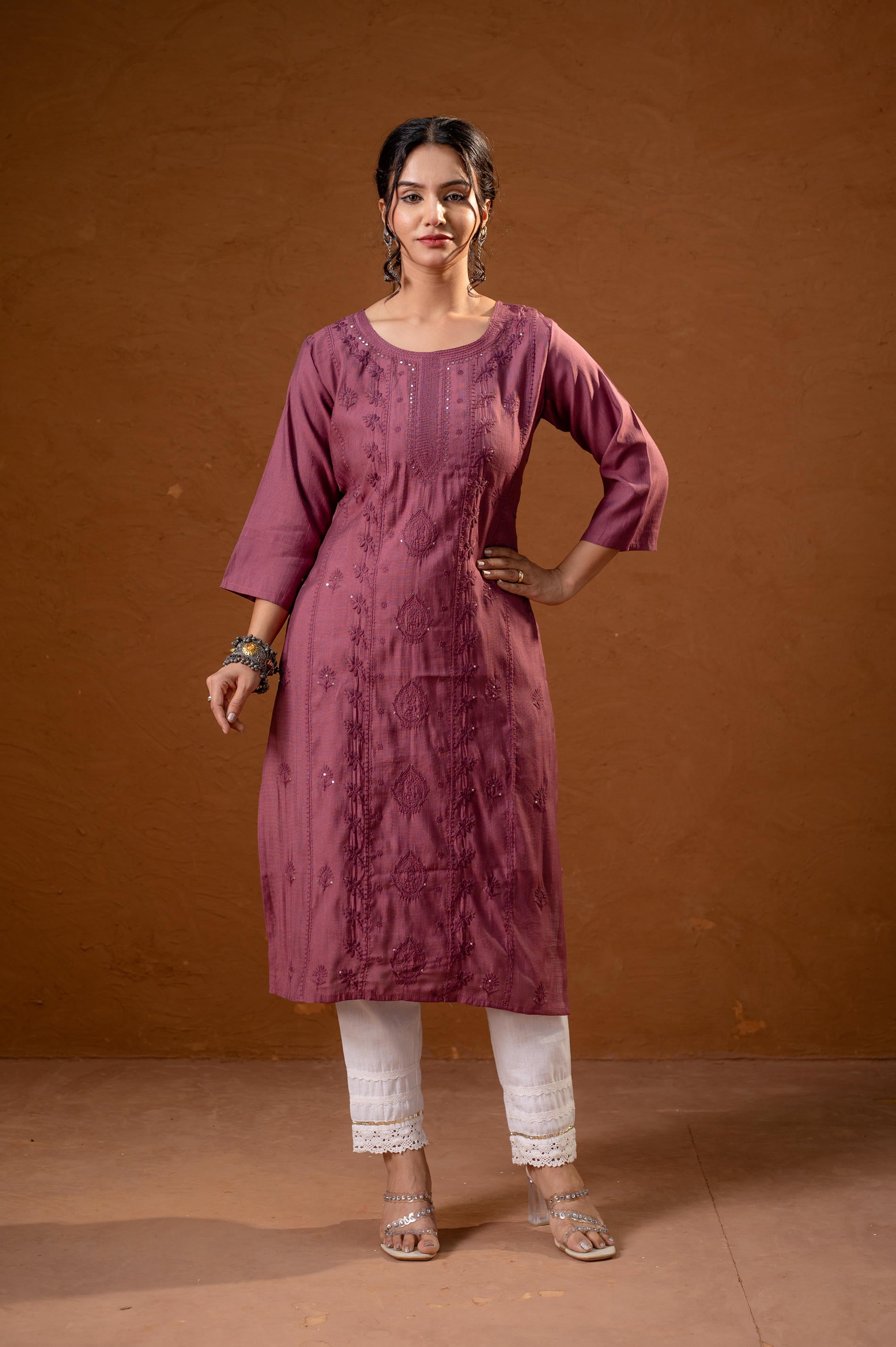 DustyPink Embroidered Kurta