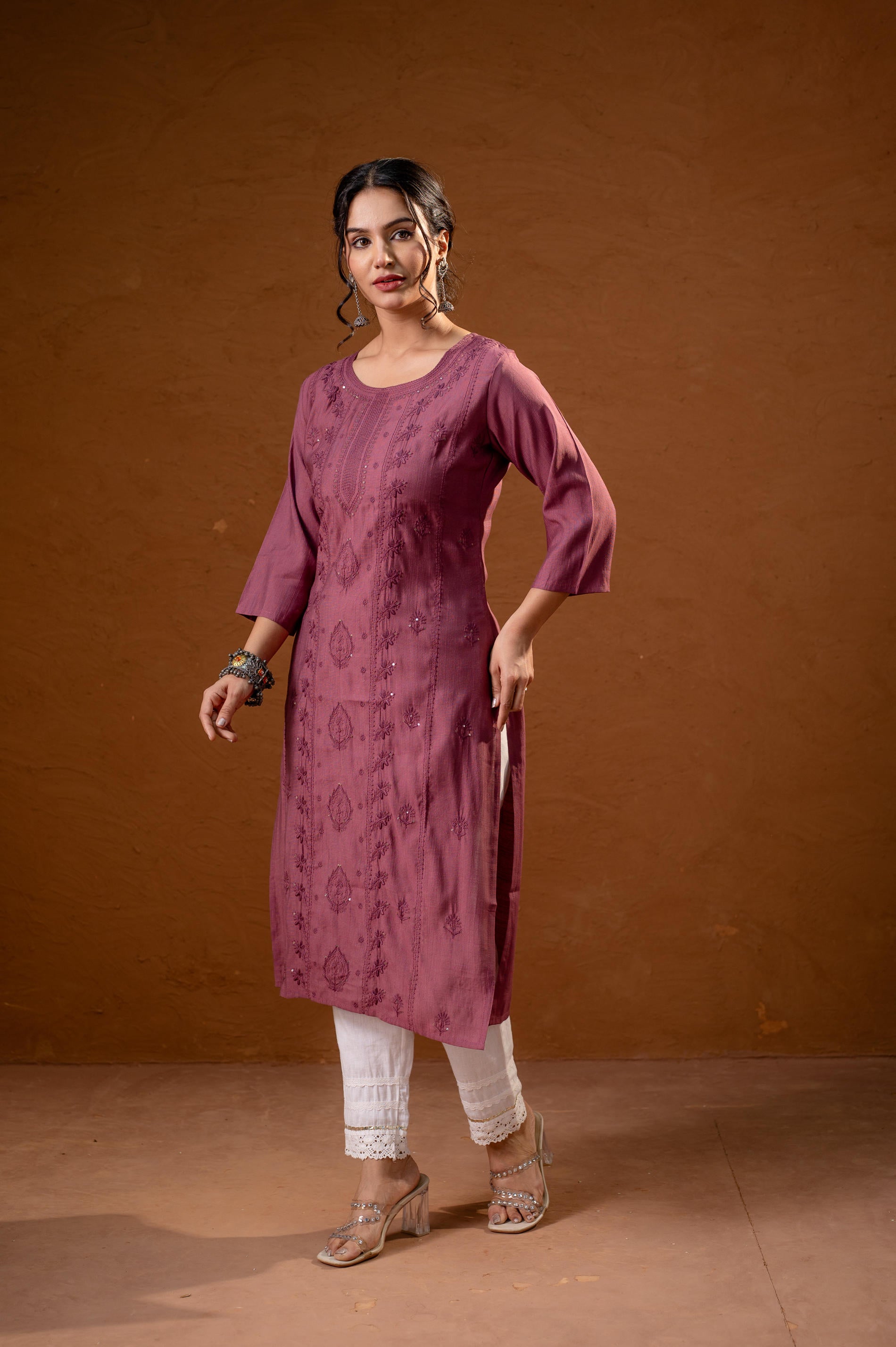 DustyPink Embroidered Kurta