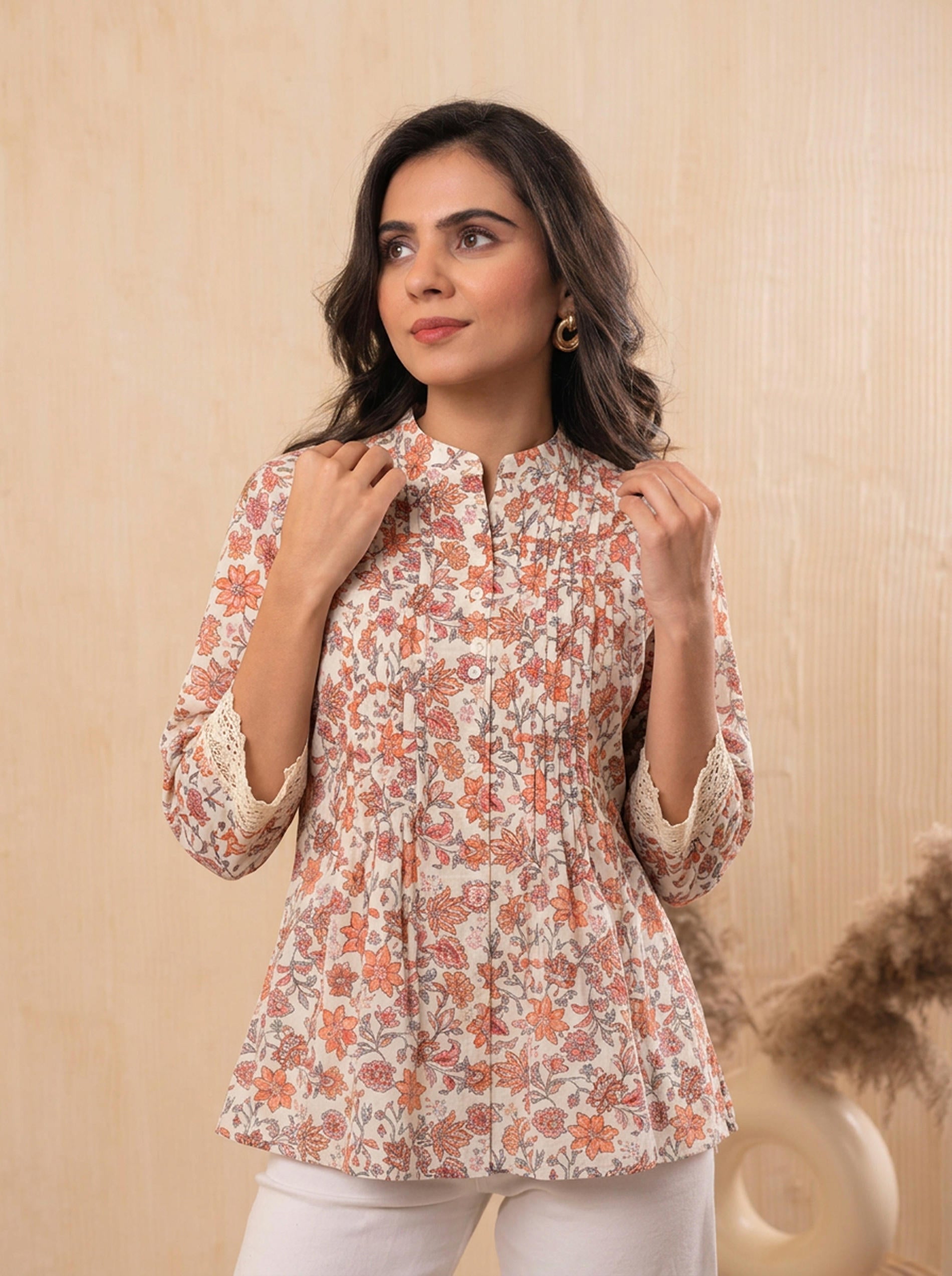 Peach Bloom Pintuck Tunic