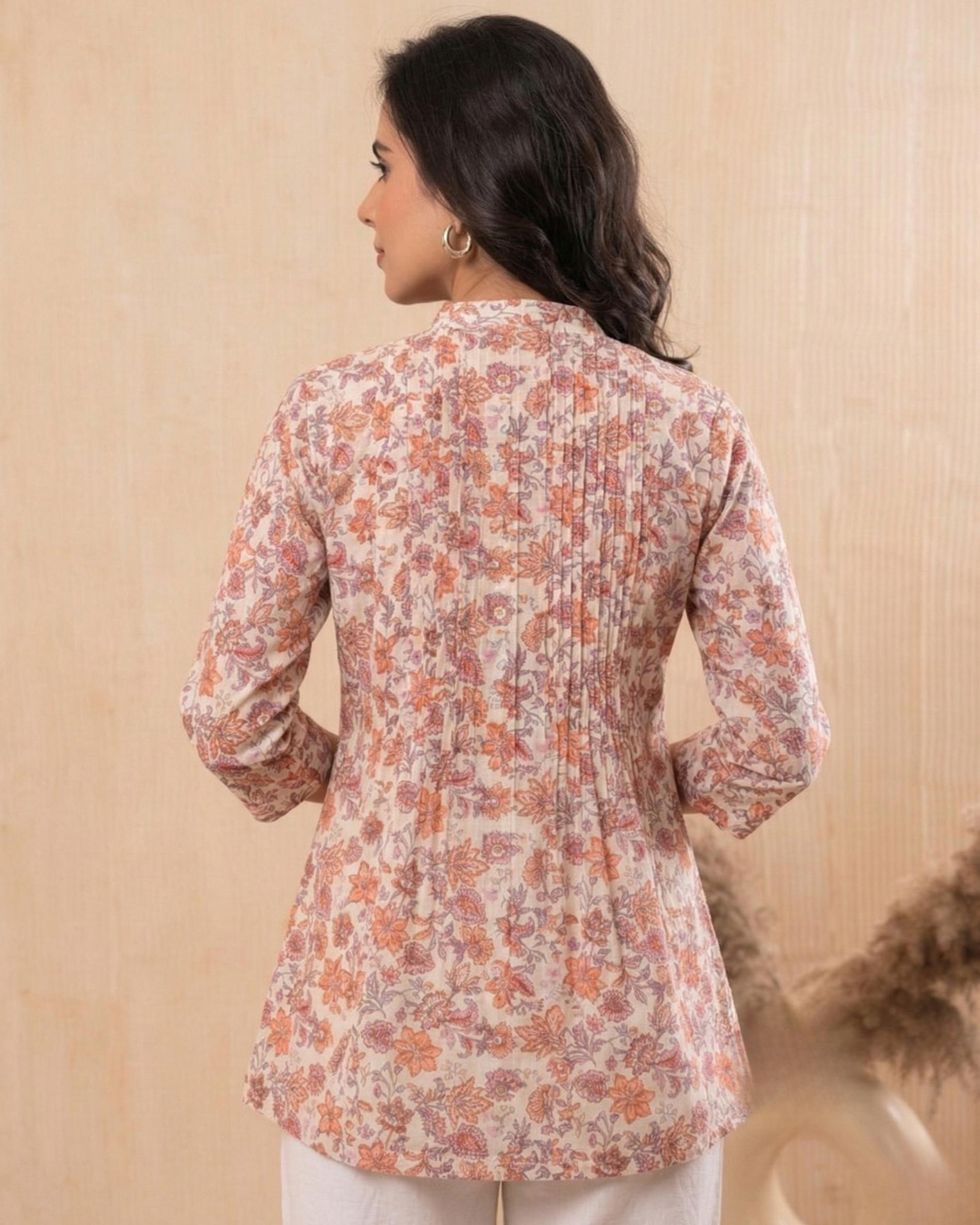 Peach Bloom Pintuck Tunic