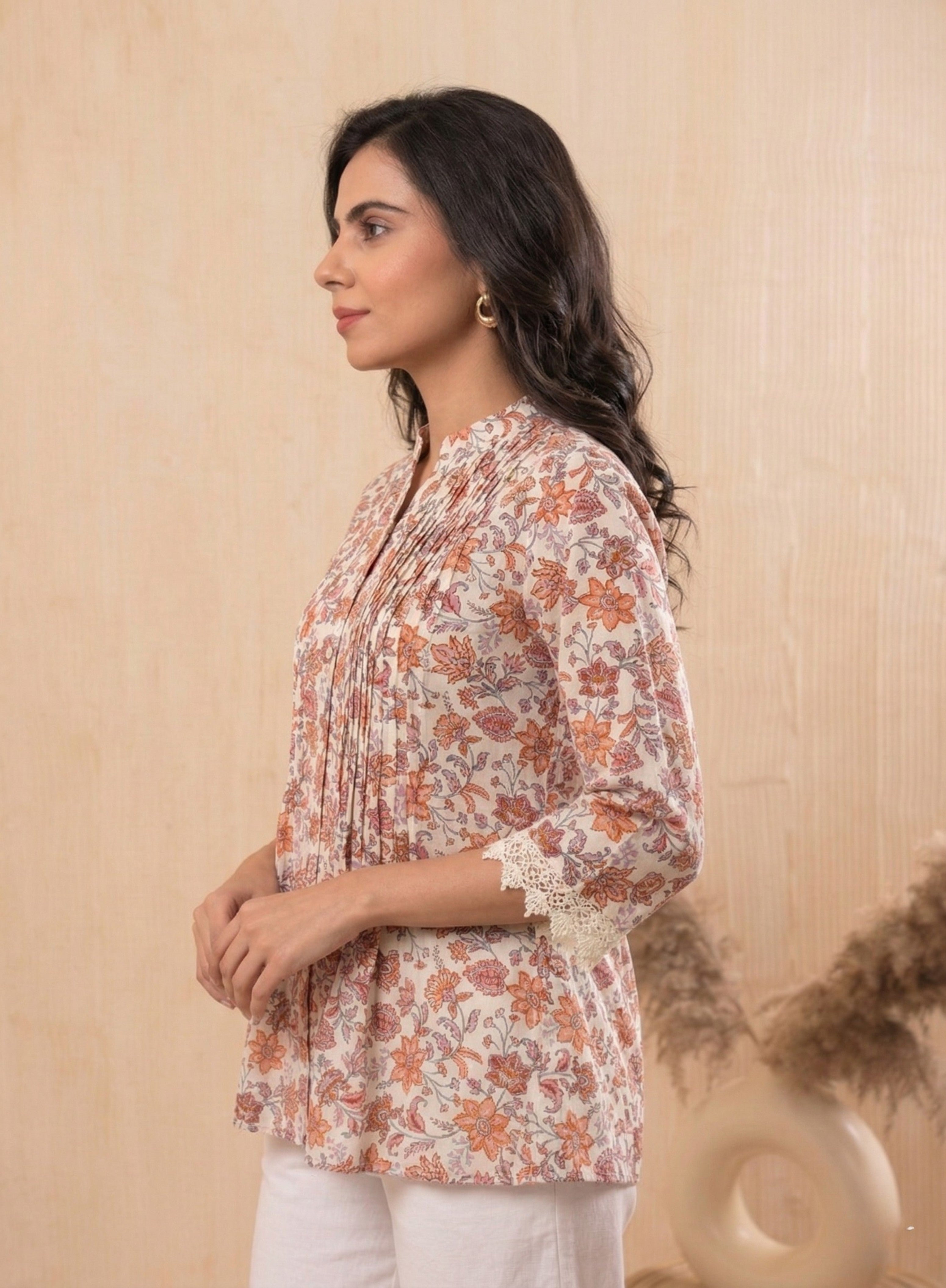 Peach Bloom Pintuck Tunic