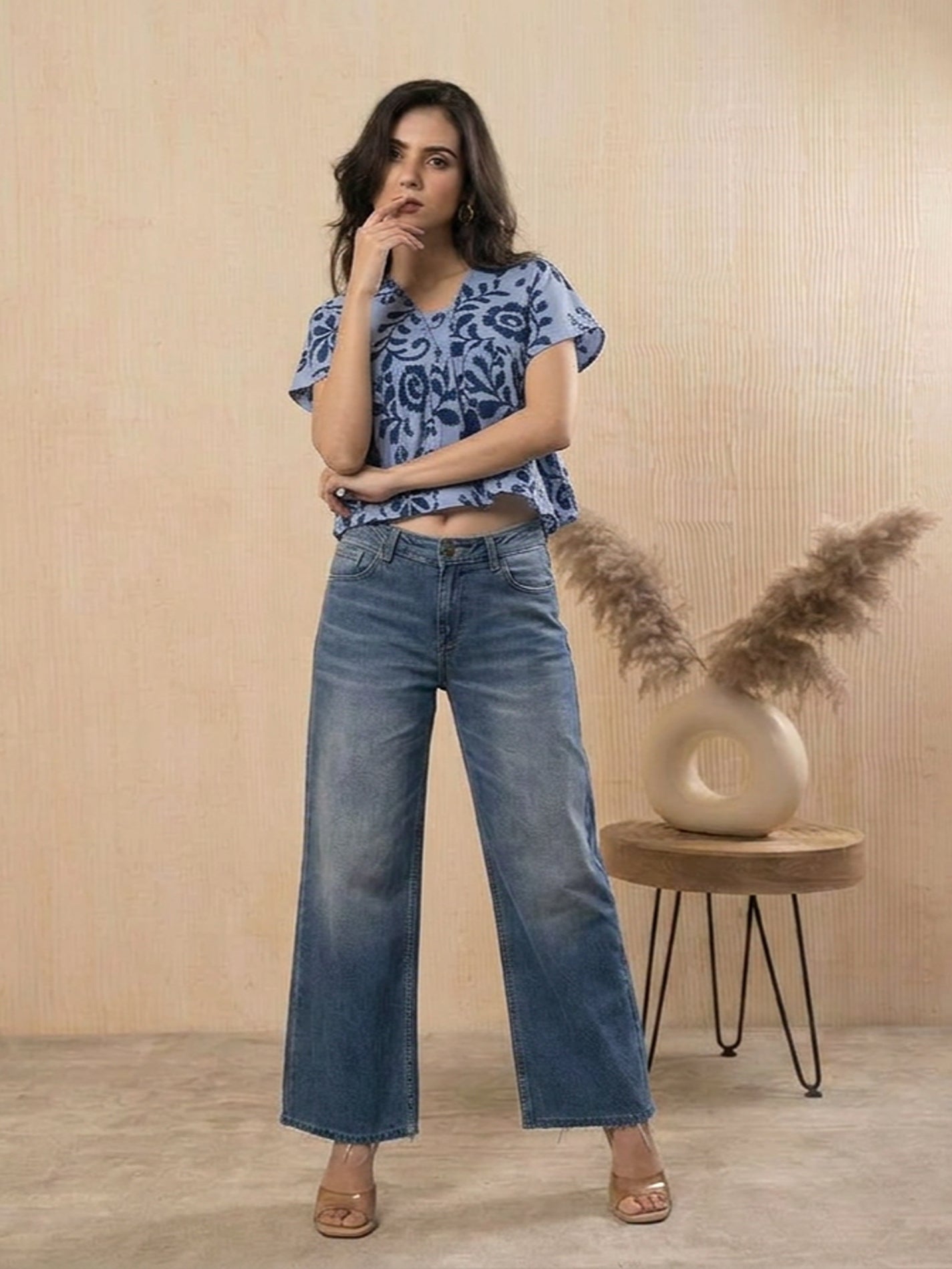 Indigo Breeze Boxy Crop Top