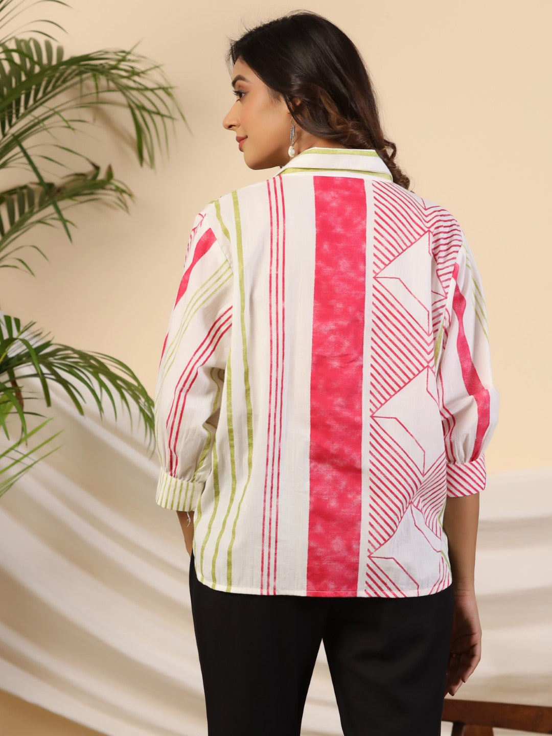 Juniper Pleated Off-White High Low Cotton Tunic With Contrast Beads And Sequenced Kantha Work