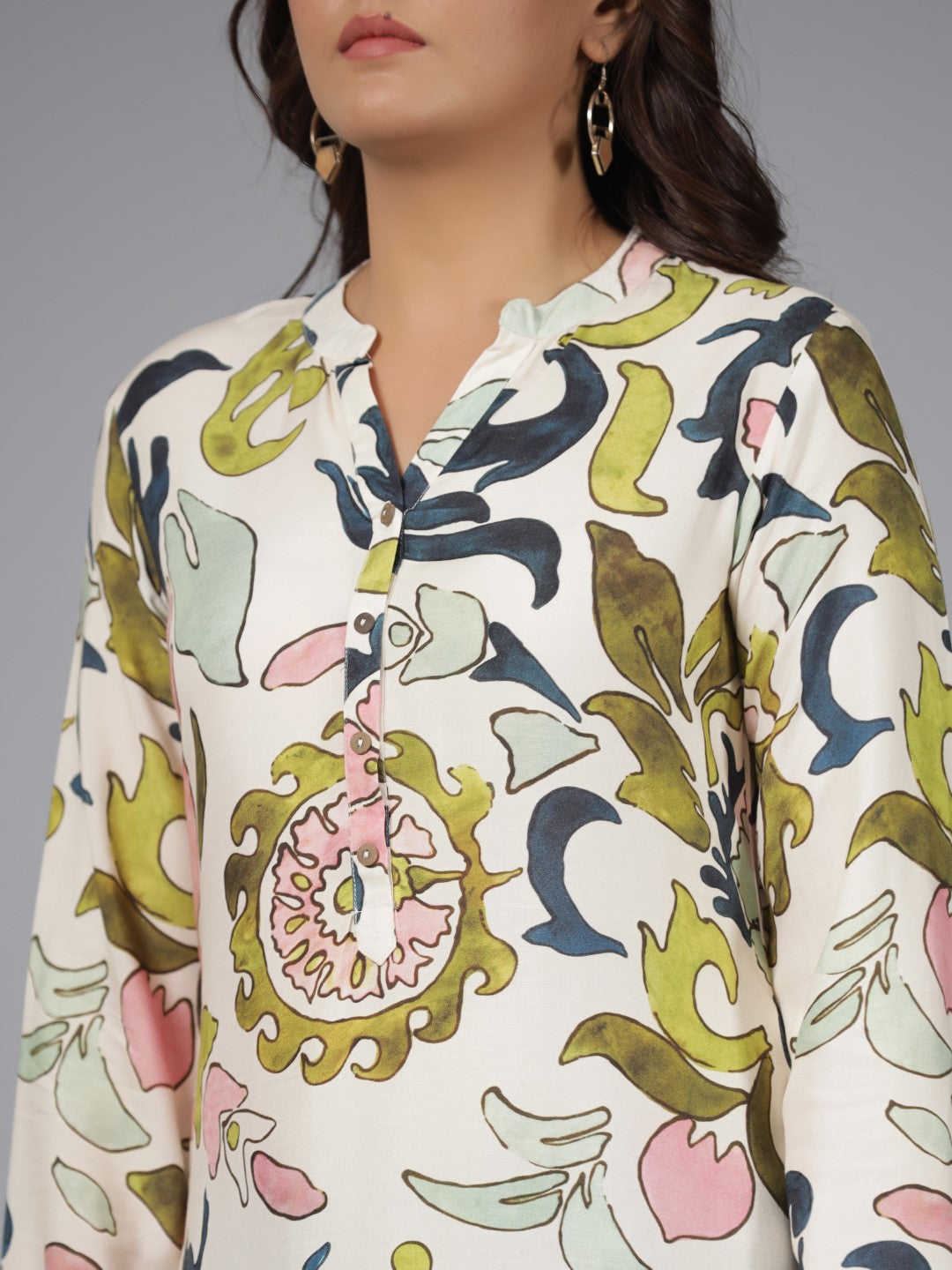 Juniper The Digitopia Multi-color Abstract Printed Rayon Tunic