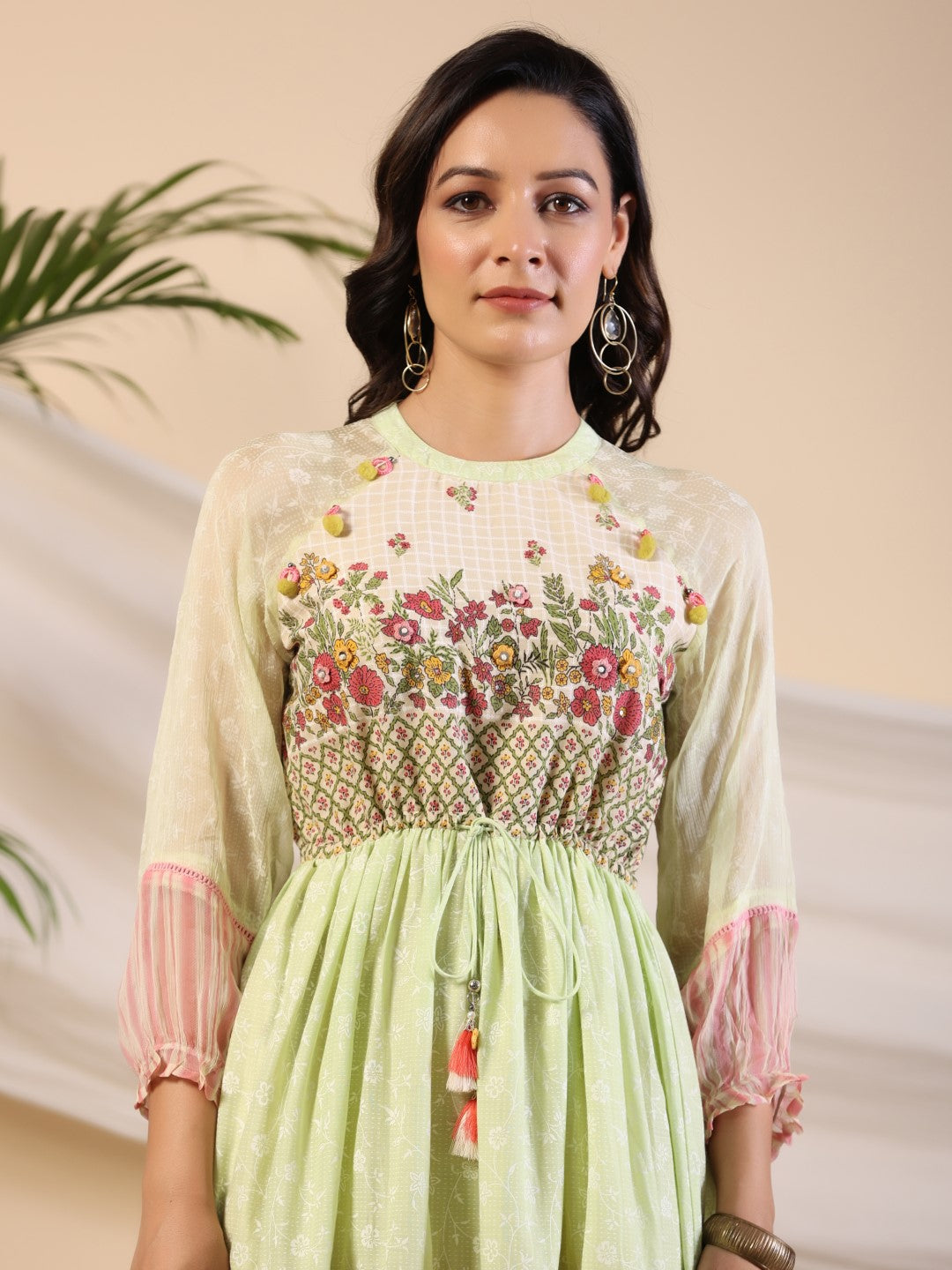 Juniper Women Multi Coloured Cotton Voile Printed Tiered Maxi Dress