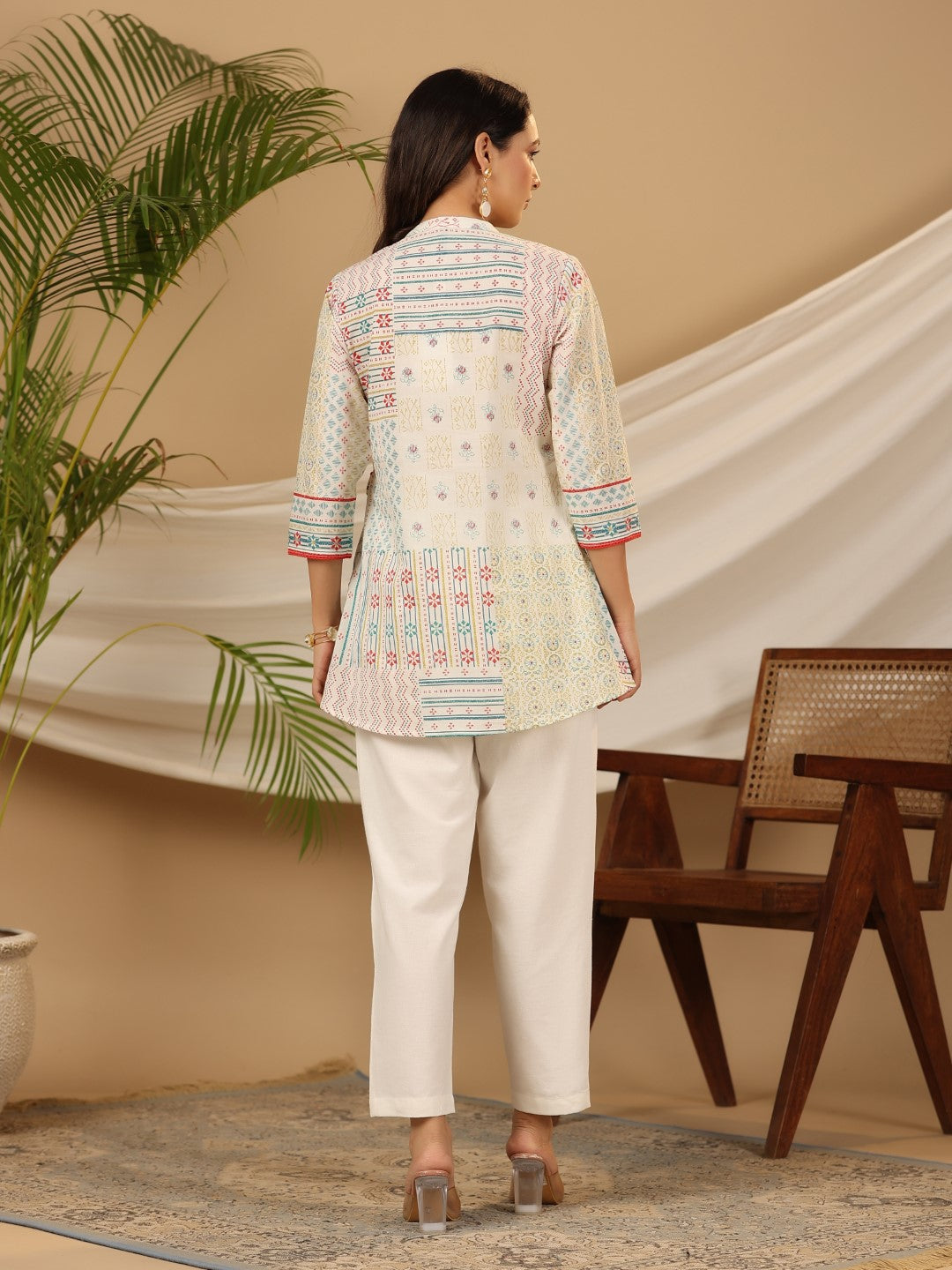Juniper Multi-Colour Ethnic Motif Printed Pure Cotton Co-Ord Set With Thread Work