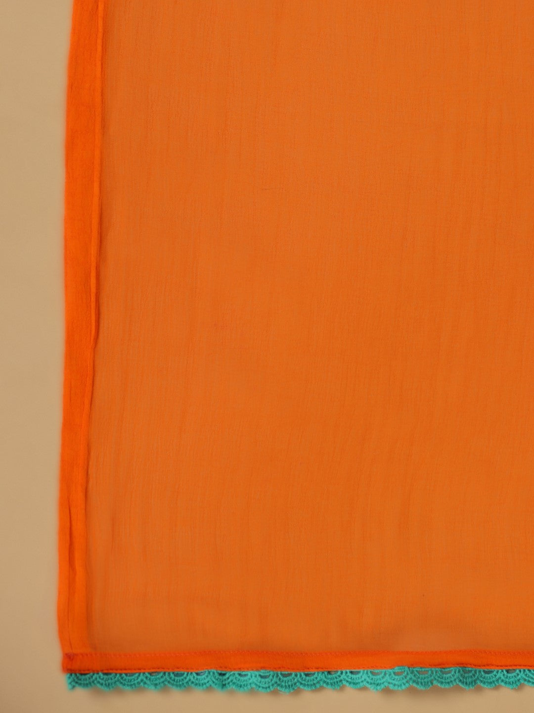 Orange Rayon Slub Printed Kurta Set