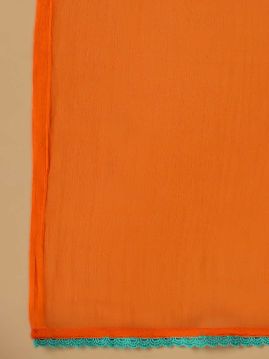 Juniper The Ornamental Bloom Orange Floral Print Kalidar Rayon Slub Kurta Pant & Dupatta Set With 3D Beads