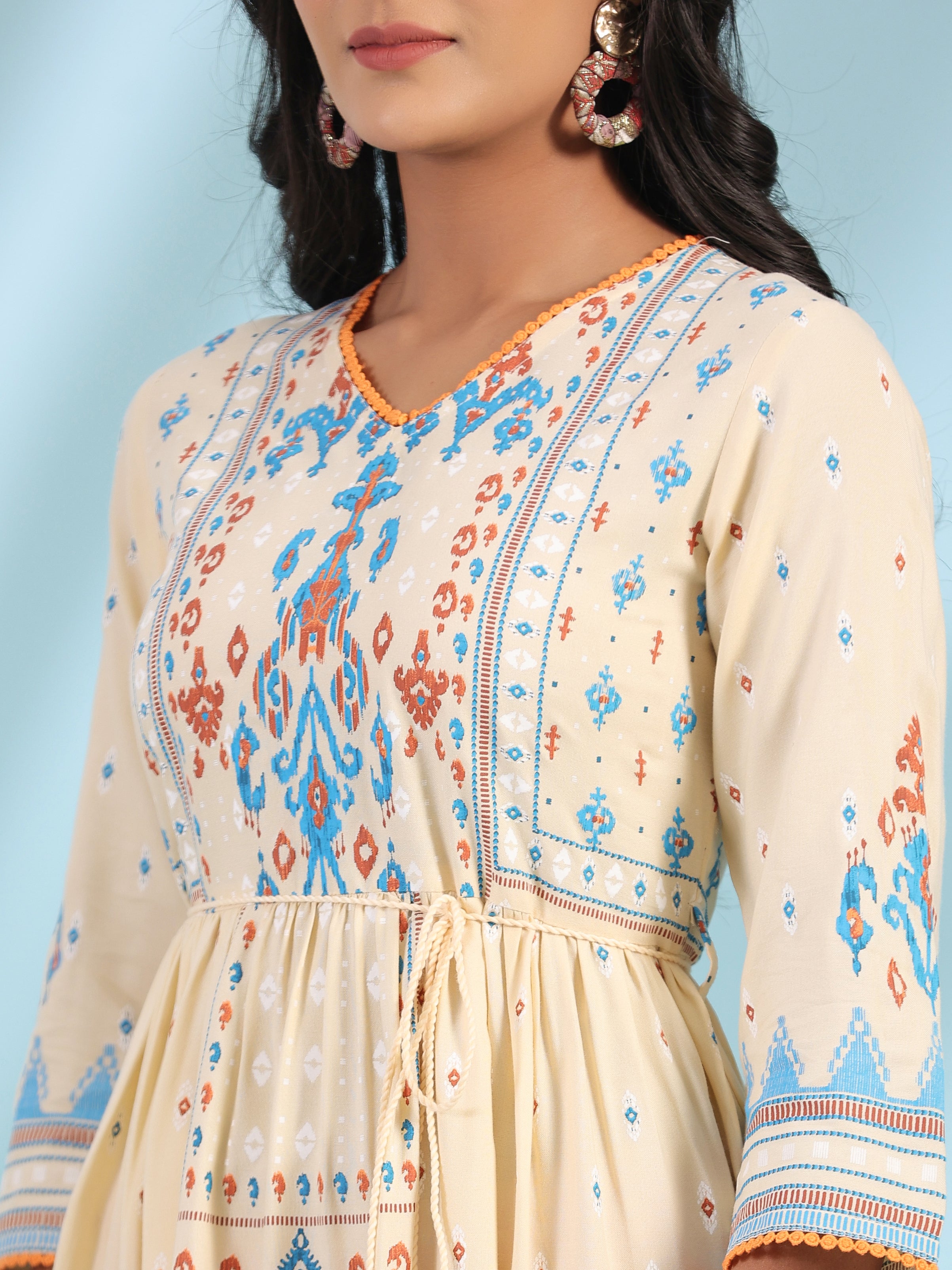 Juniper Women Off-White Rayon Printed Dress