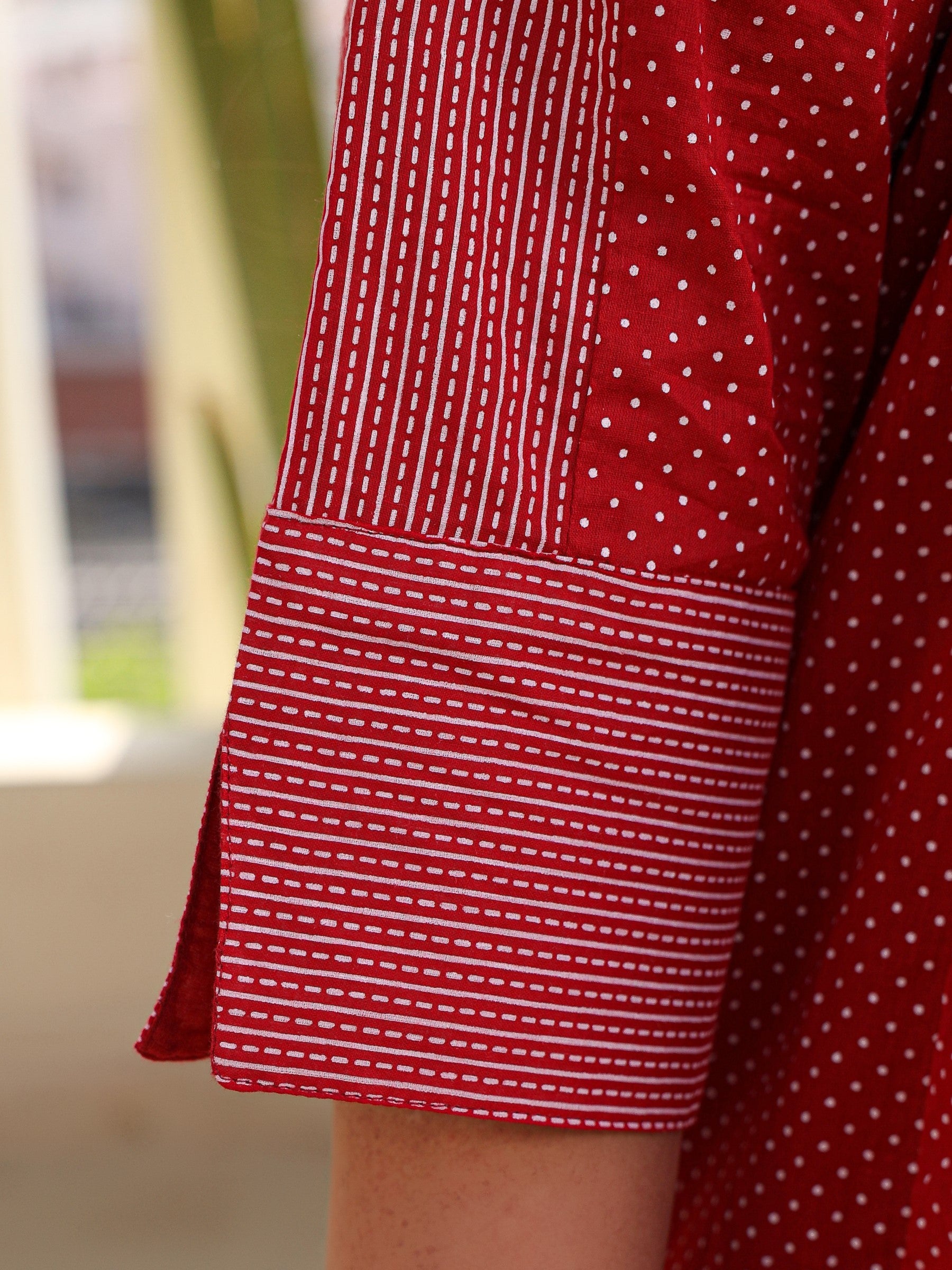 Juniper Women Red Ethnic Motif Printed A-Line Cotton Plus Size Kurta Pants & Dupatta Set With Pintucks At Front & Beadwork (3-Pcs)