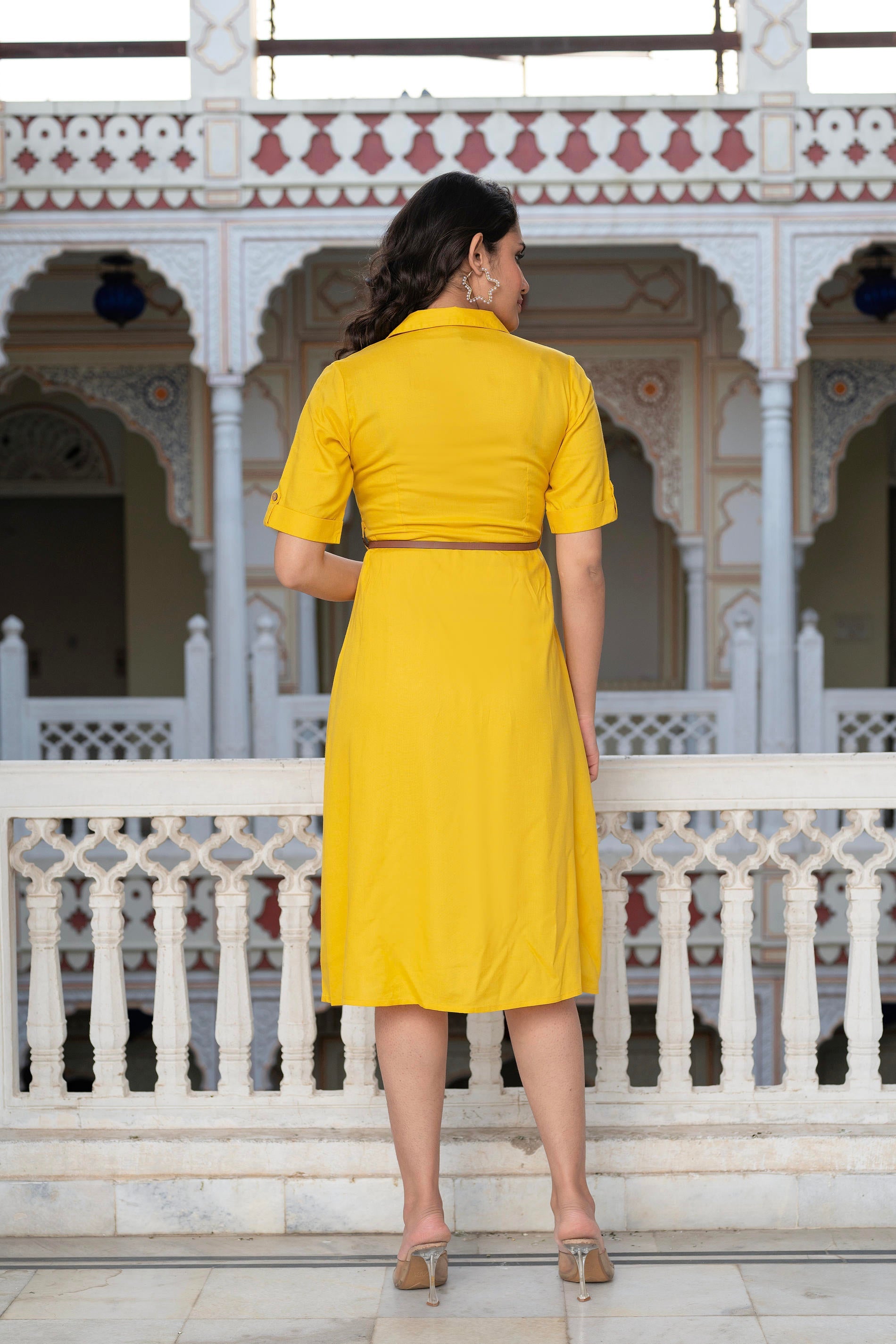 Lamora Mustard Yellow Shirt Dress