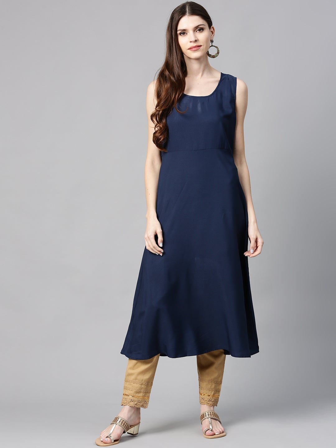 Indigo Chanderi Embellished Jacket Style 2 Piece Kurta