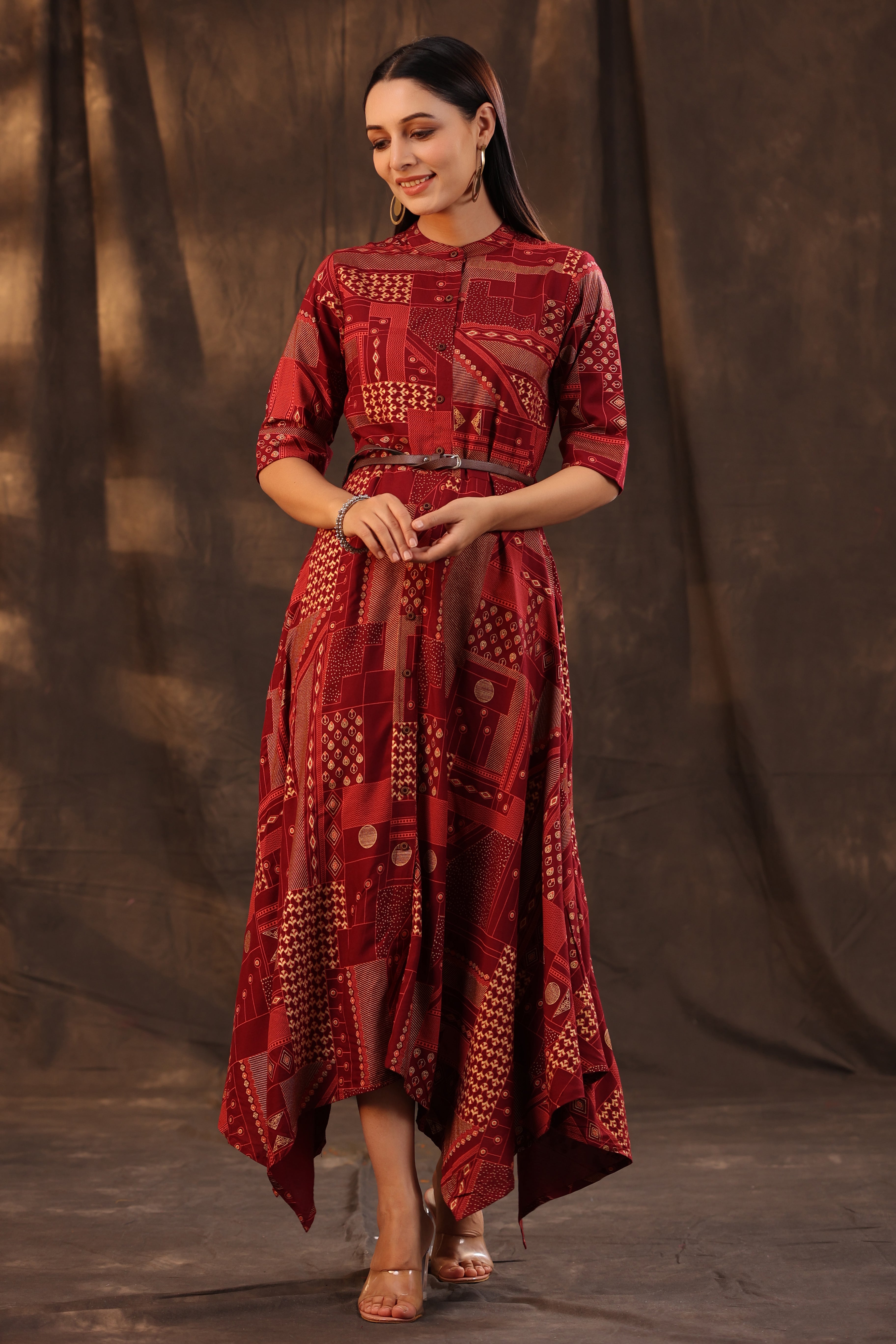 Maroon ethnic outlet dress