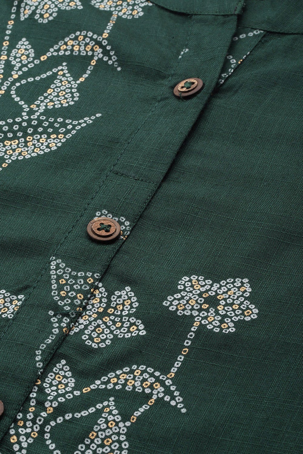 Juniper Jadegreen LIVA Bandhani Pathani Kurta With Mask