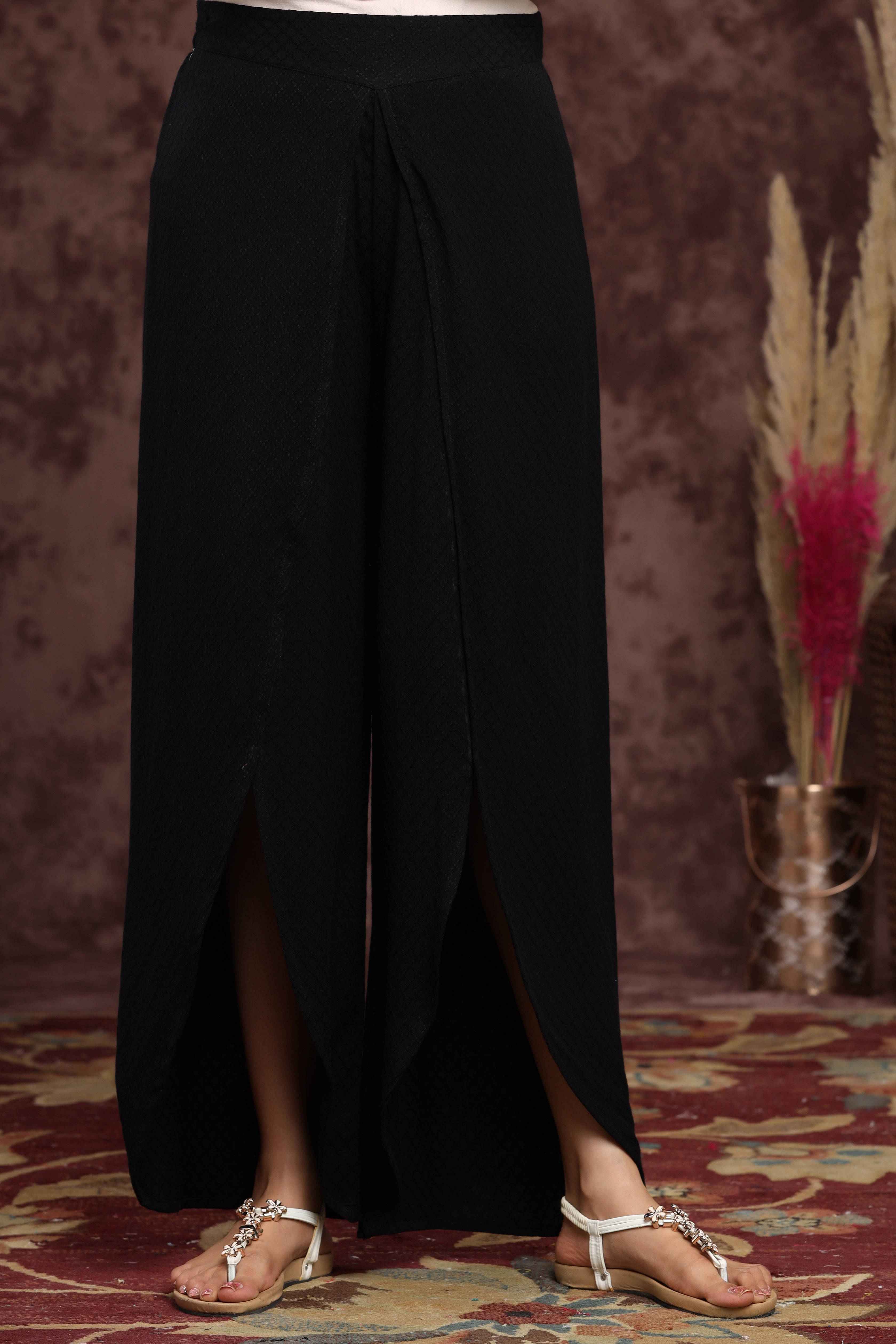 Juniper Black Tulip Rayon Dobby Dhoti Style Pants.